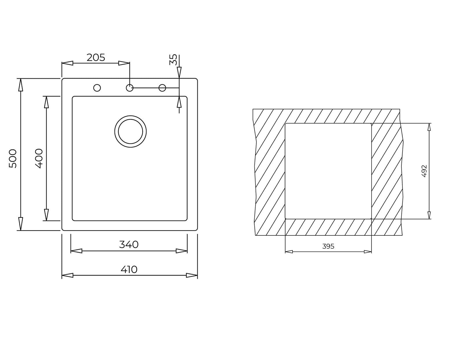 Teka Granitspüle, rechteckig, 41/50 cm, (1 St)