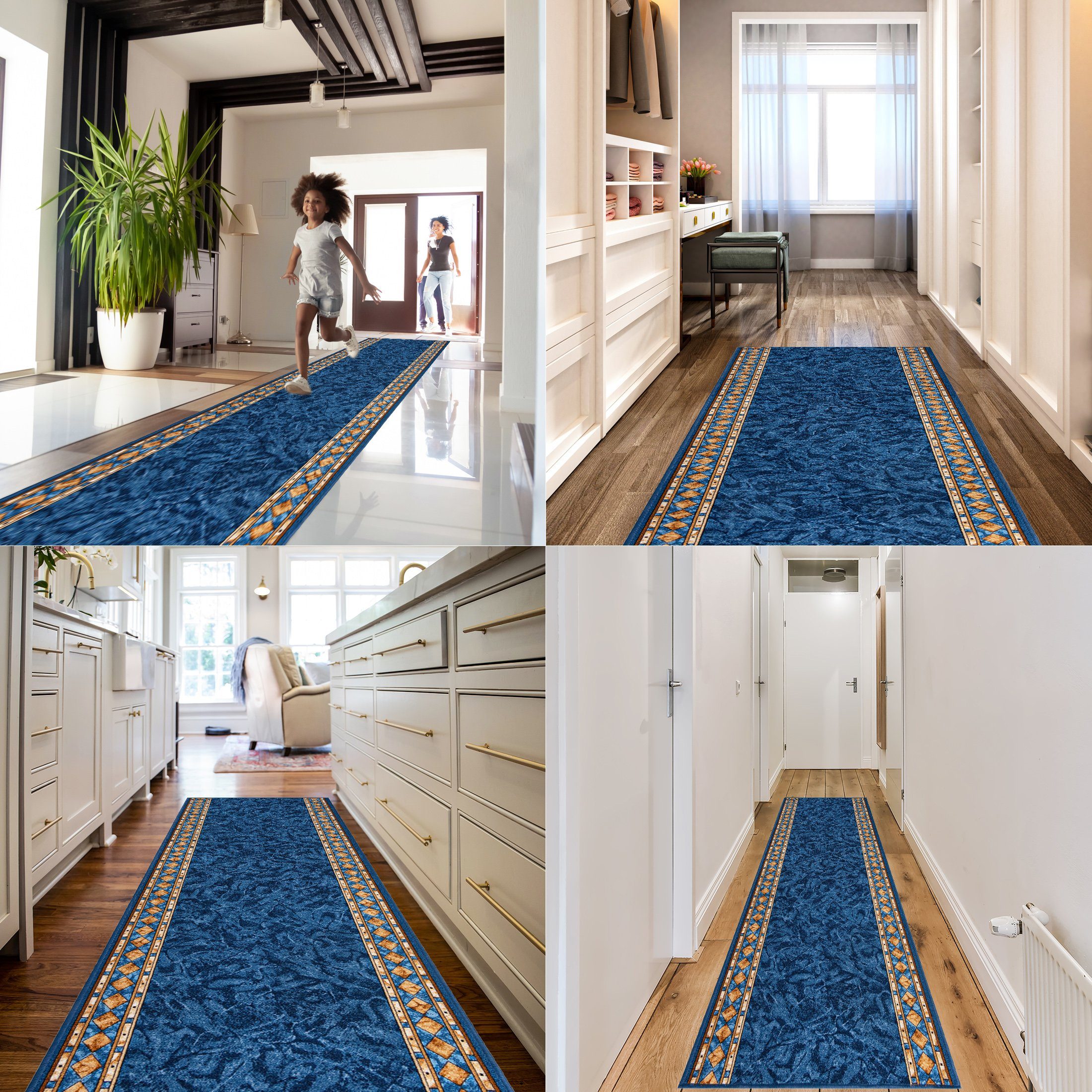 Mazovia Läufer Läufer Teppichläufer Brücke - Vorzimmer Küche - Blau, 67 x 1 günstig online kaufen