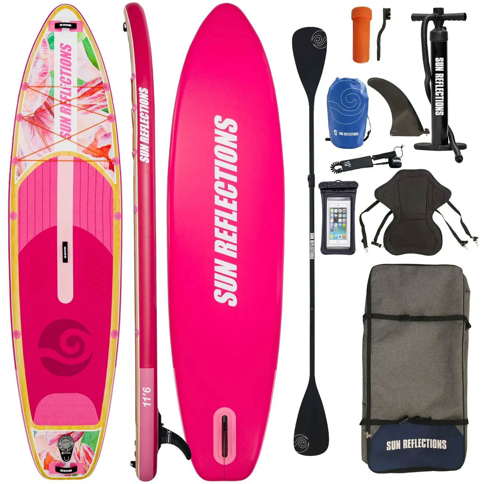 SUP-Board Sun Reflections 11'6 SUP Board Komplettset aufblasbar Kajak Sitz