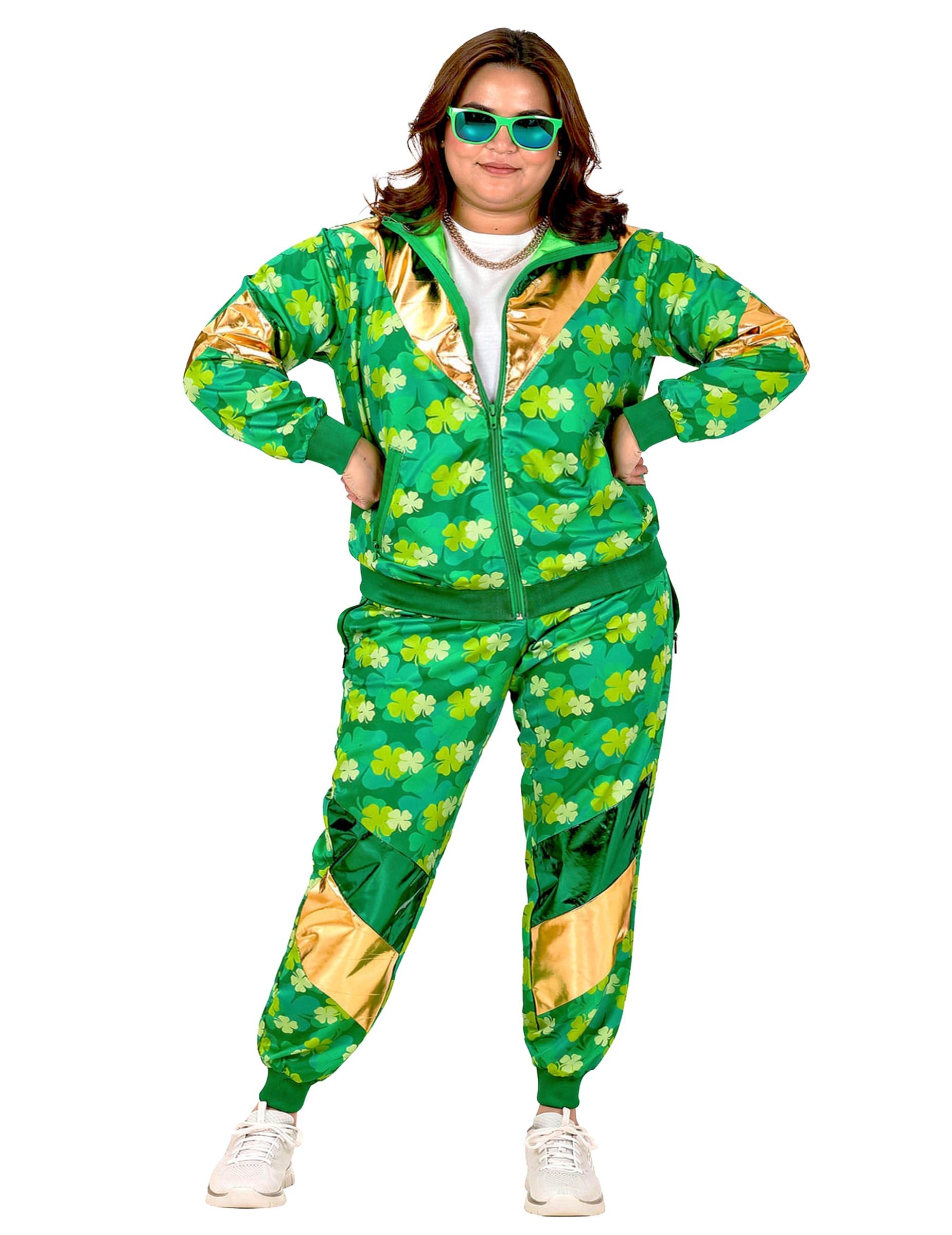 Widmann S.r.l. Kostüm St. Patrick's Kleeblatt-Trainingsanzug Plus Size für Erwachsene grün