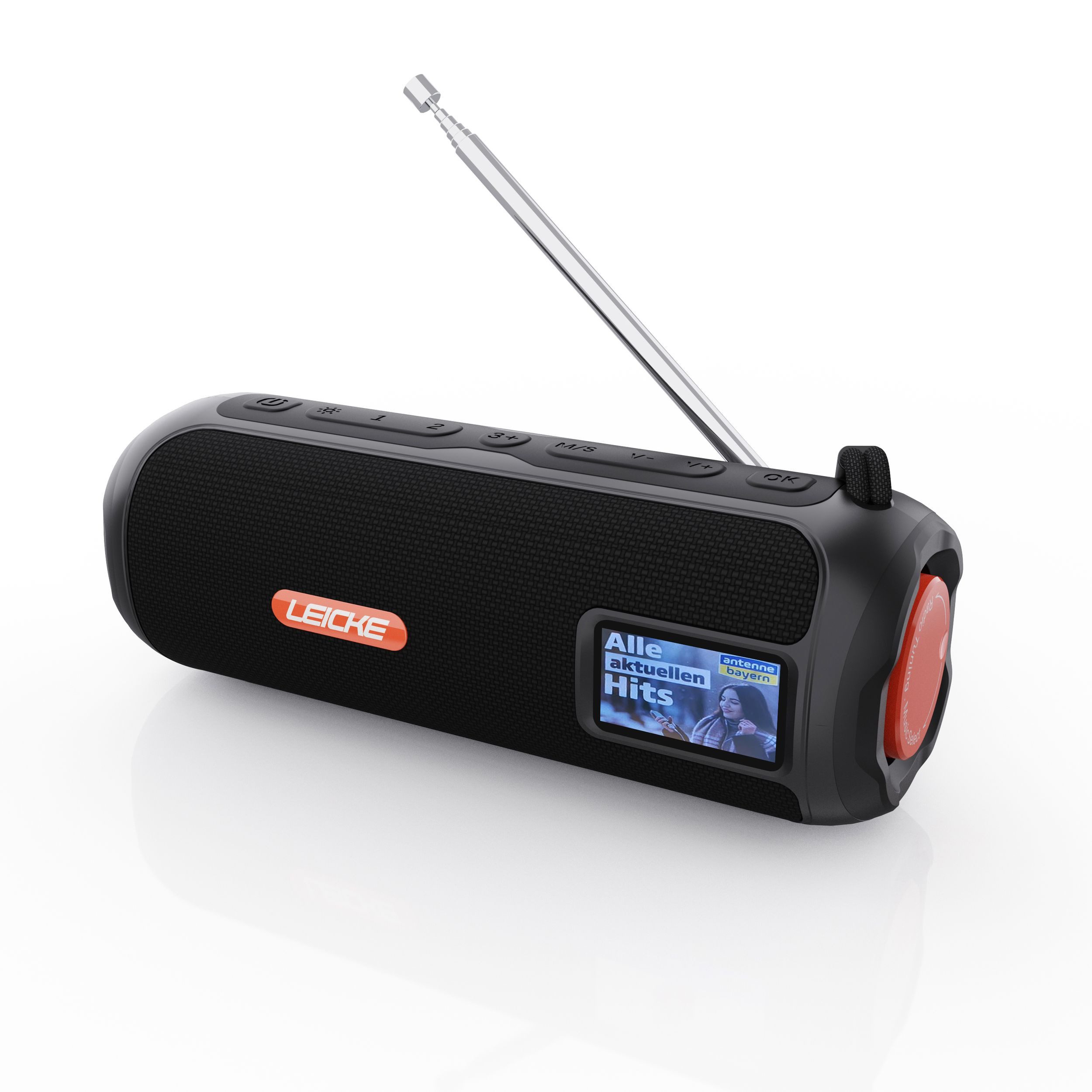 Leicke Tragbarer Bluetooth Lautsprecher mit FM Digitalradio (DAB) (4500mAh Akku, RGB-LED Lichter, 10W Stereo-Sound,Equalizer)