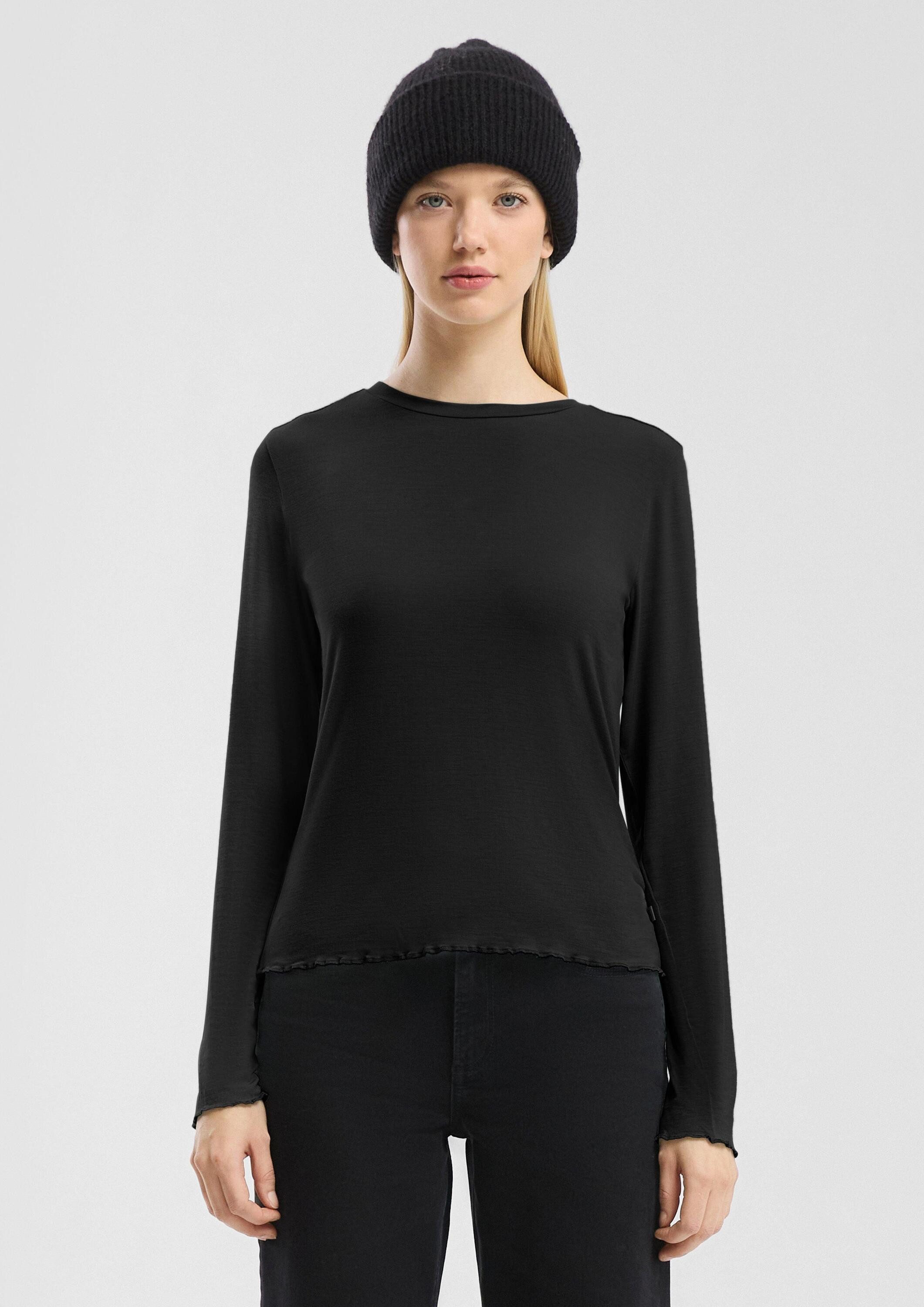 QS Langarmshirt T-Shirt Schmal geschnittenes Longsleeve aus Viskosestretch günstig online kaufen