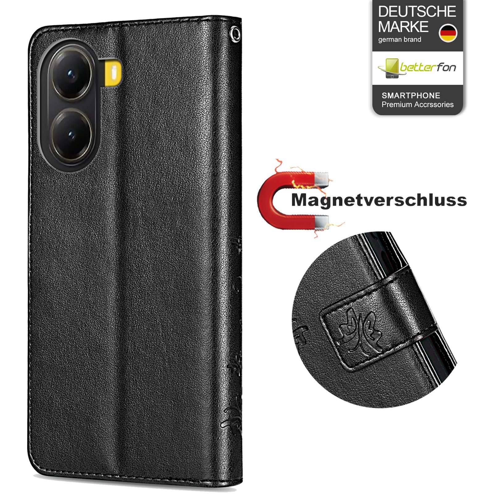 betterfon Handyhülle Handytasche für Poco X7 Pro 5G Handyhülle Klapphülle, Bookstyle-Hülle: Magnetverschluss 3 Kartenfächer & Standfunktion