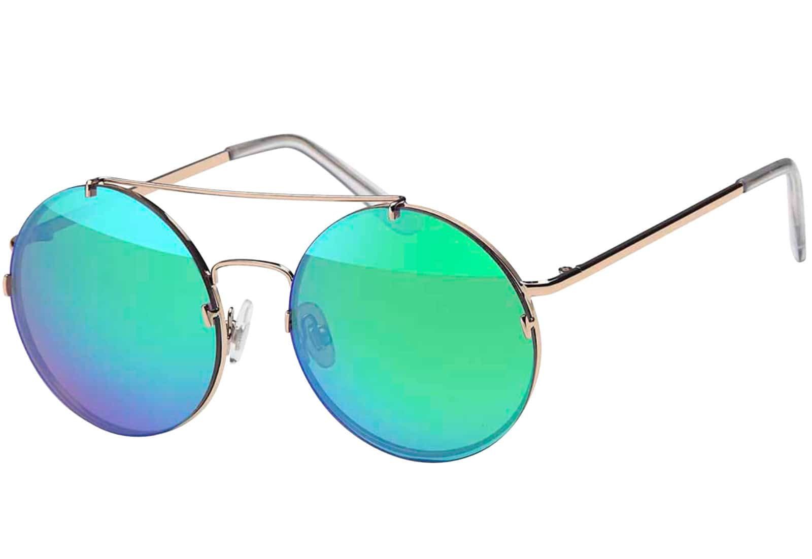 BEZLIT Eyewear Pilotenbrille Rundglas Designer verspiegelten, blauen Linsen Sonnenbrille schwarz, mit Damen und Blau-Grün (1-St) balu-grün