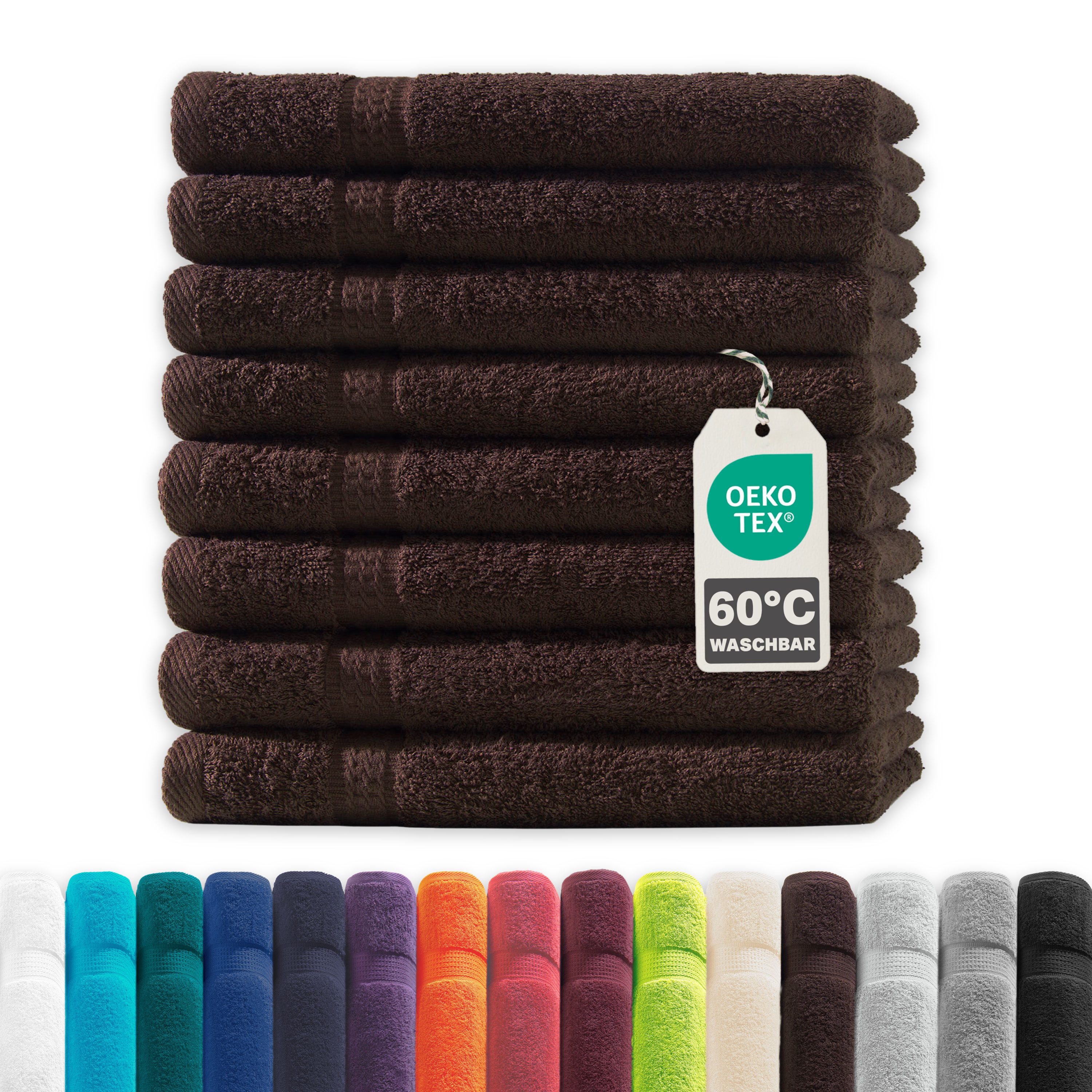 Devior Handtuch Set Frottierserie Elegance in vielen Farben, hochwertig mit 500 g/m², Gästetücher - 100% Baumwolle (8-St), 30x50 cm, ideal fürs Gästebad & kleine Handtuchhalter, geruchsneutral