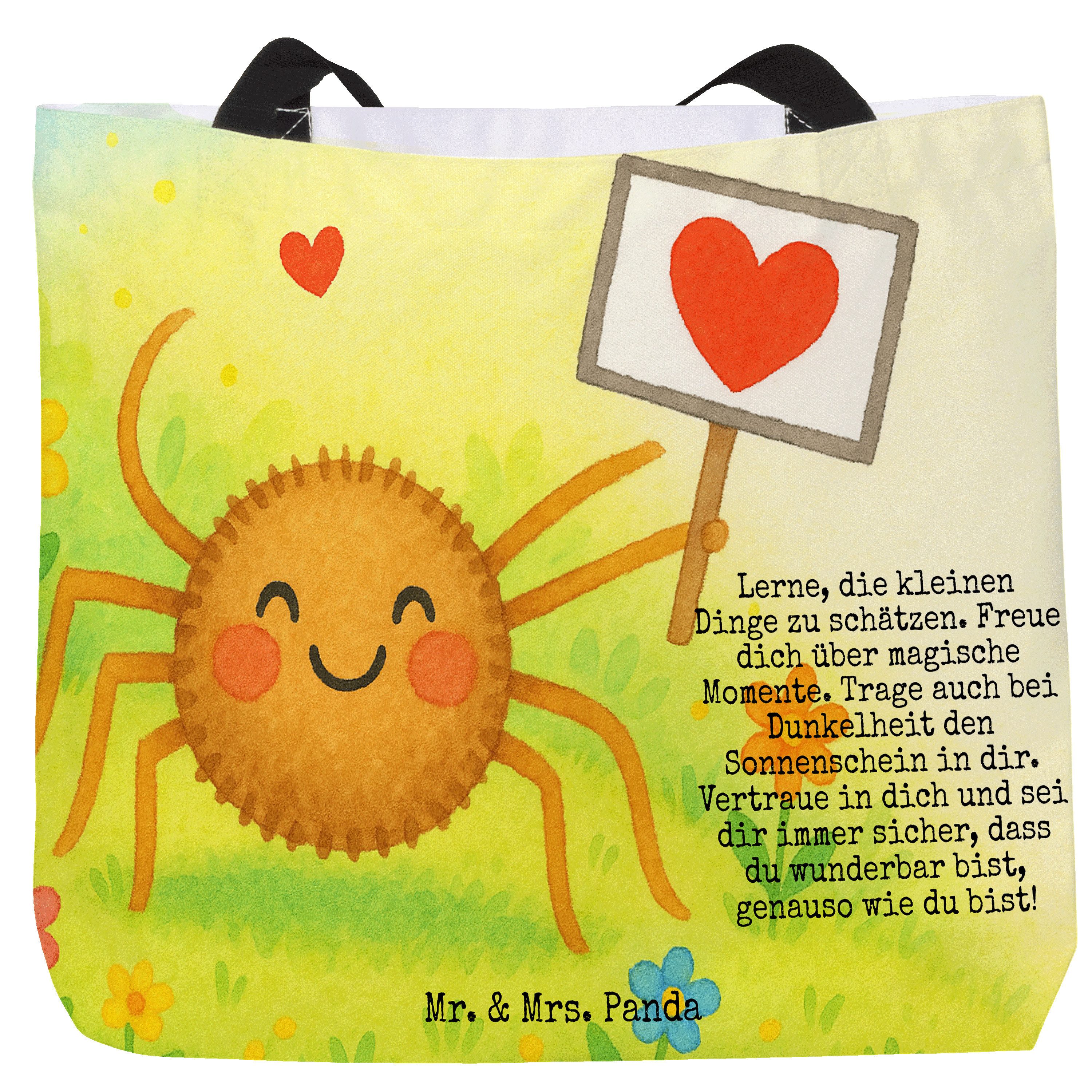Mr. & Mrs. Panda Shopper Spinne Agathe Motivation Design, Schultasche, Weiß, Laptoptasche, Beu (Packung), Tragebeutel Beutel City-Shopper