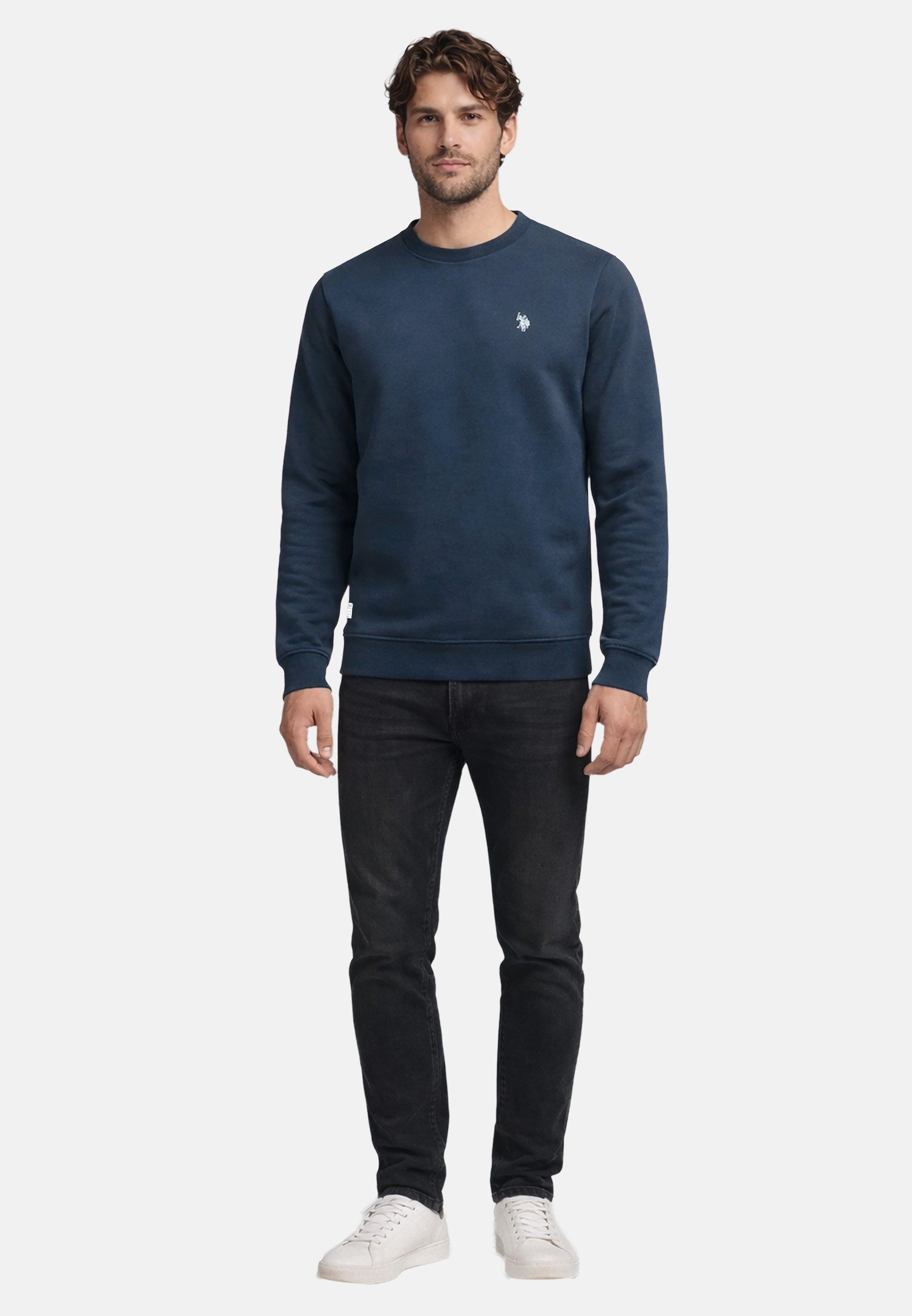 U.S. Polo Assn. Sweatshirt USRexx Herren Pullover mit Rundhalsausschnitt aus Baumwolle Klassisches Sweatshirt mit Rippbündchen und Logostickerei