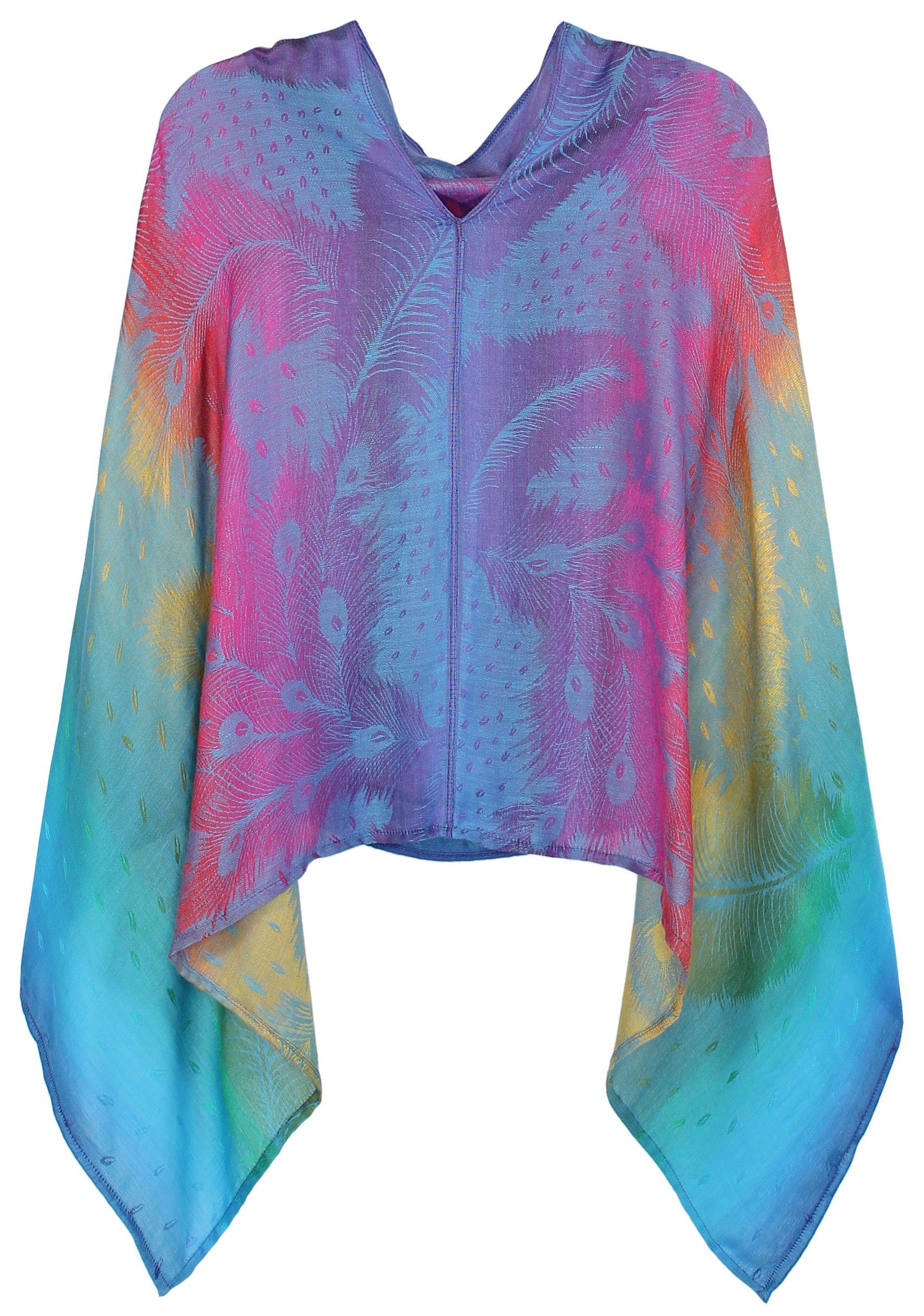 dy_mode Blusenponcho Regenbogen Farben Damen Poncho günstig online kaufen