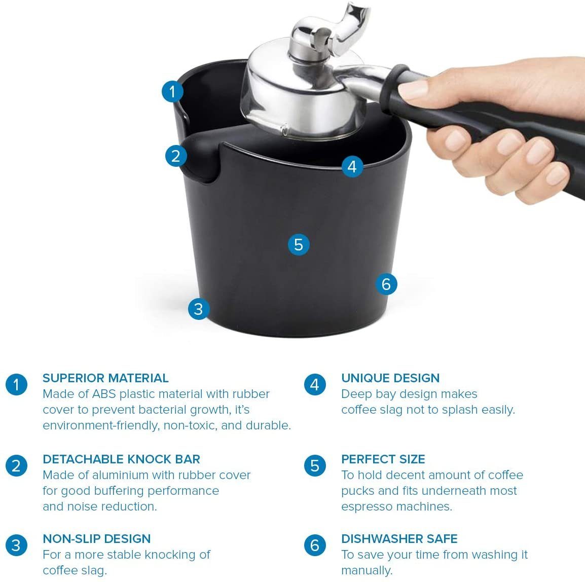 Kaffeeservice für Box Siebträger JOEJI’S Espresso Zubehör KITCHEN Abklopfbehälter Knock Maschinen