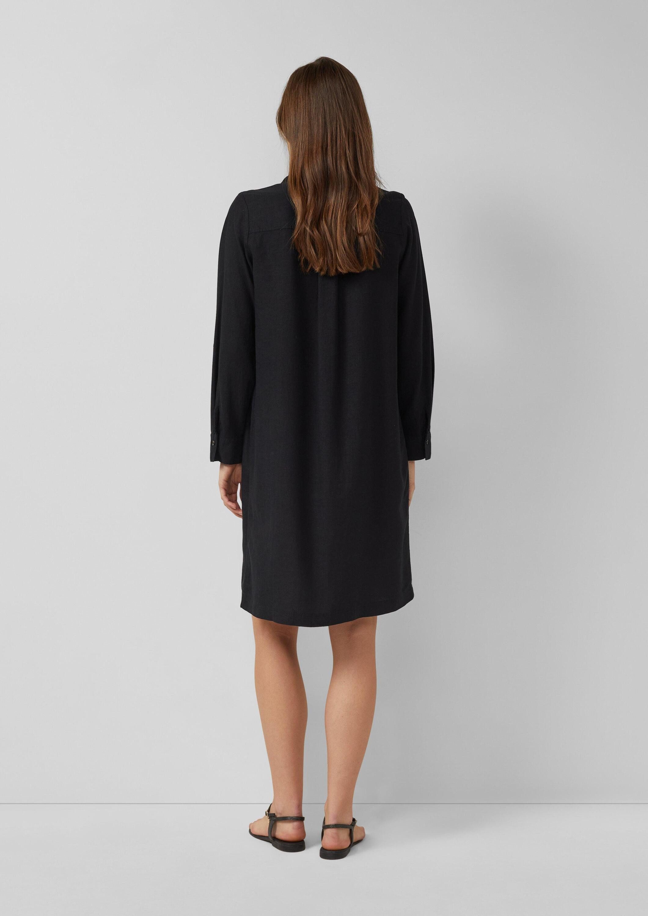 s.Oliver Midikleid Kleid Leinenmix-Kleid mit Turn-up