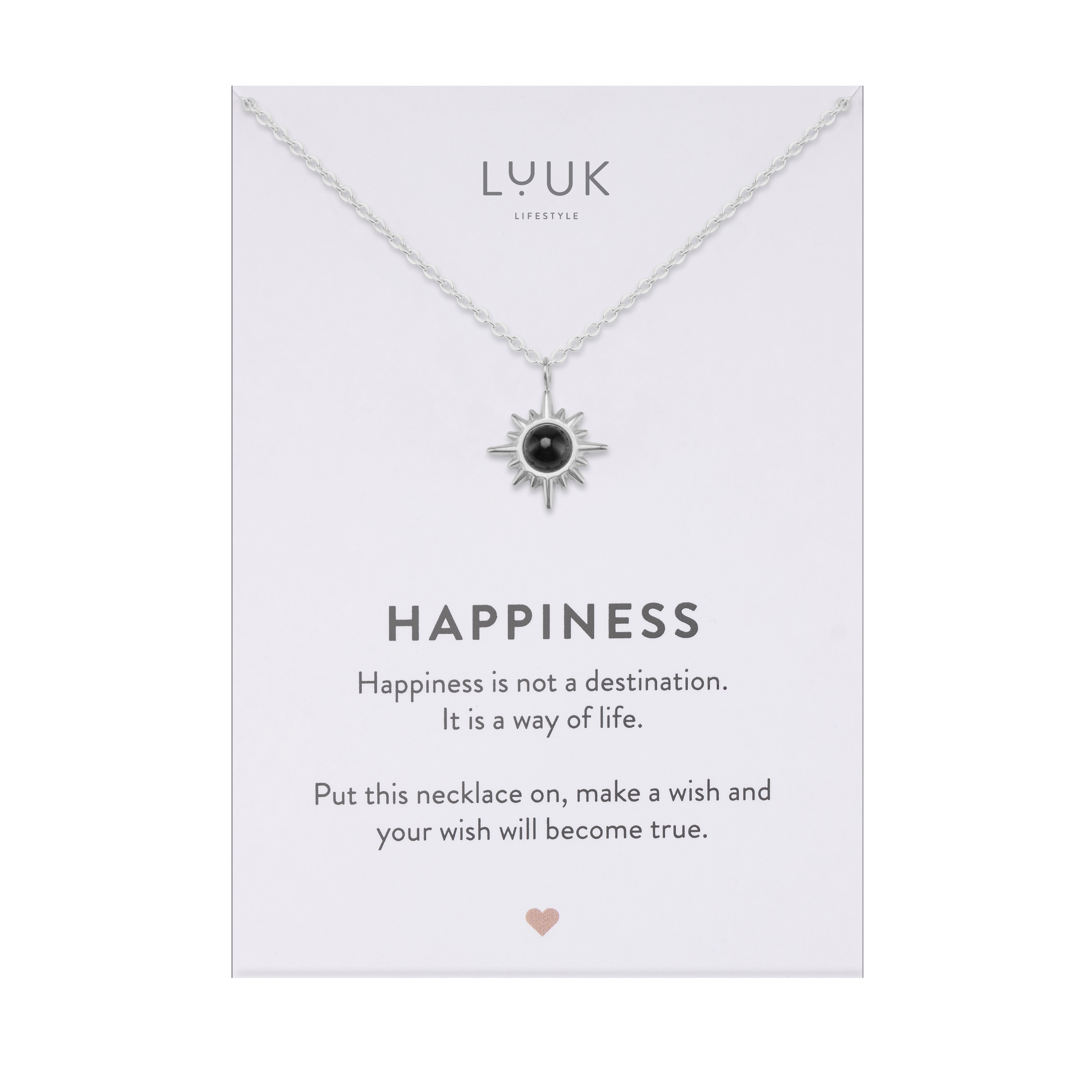 LUUK LIFESTYLE Kette mit Anhänger Polarstern, mit Happiness Spruchkarte, elegant & feminin