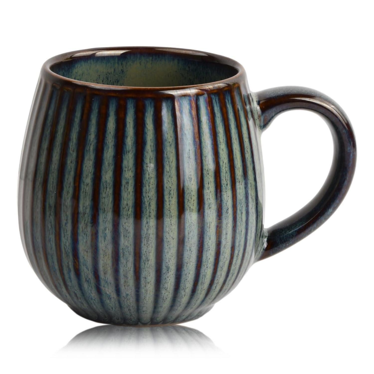 LuxusKollektion Tasse Kaffeetasse Keramik 480ml Blau Vintage, Keramik
