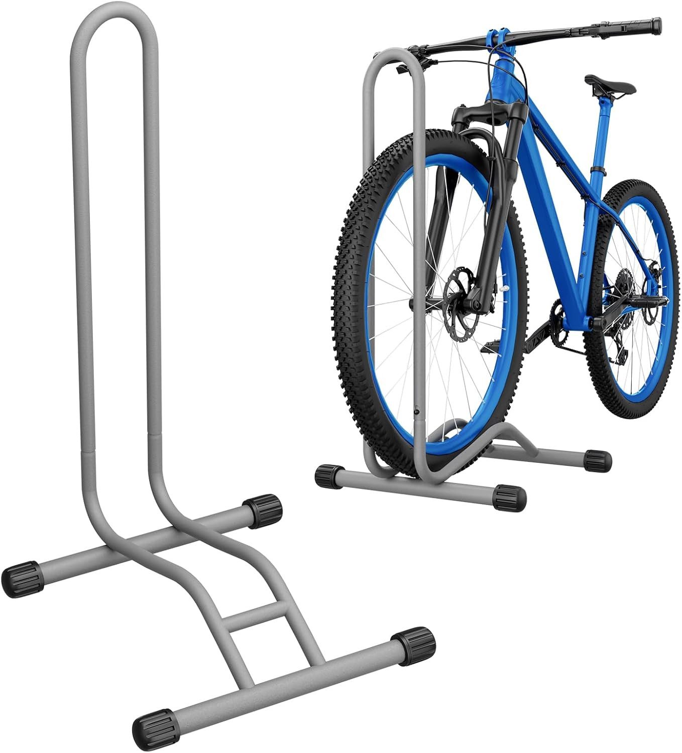 TLGREEN Fahrradständer Boden,Abnehmbar Bodenständer Fahrräder, (1-St., Reifenbreite bis 80 mm, Freistehend Fahrradhalter), Radständer für Mountainbike Rennrad MTB,Stabil,Schwarz