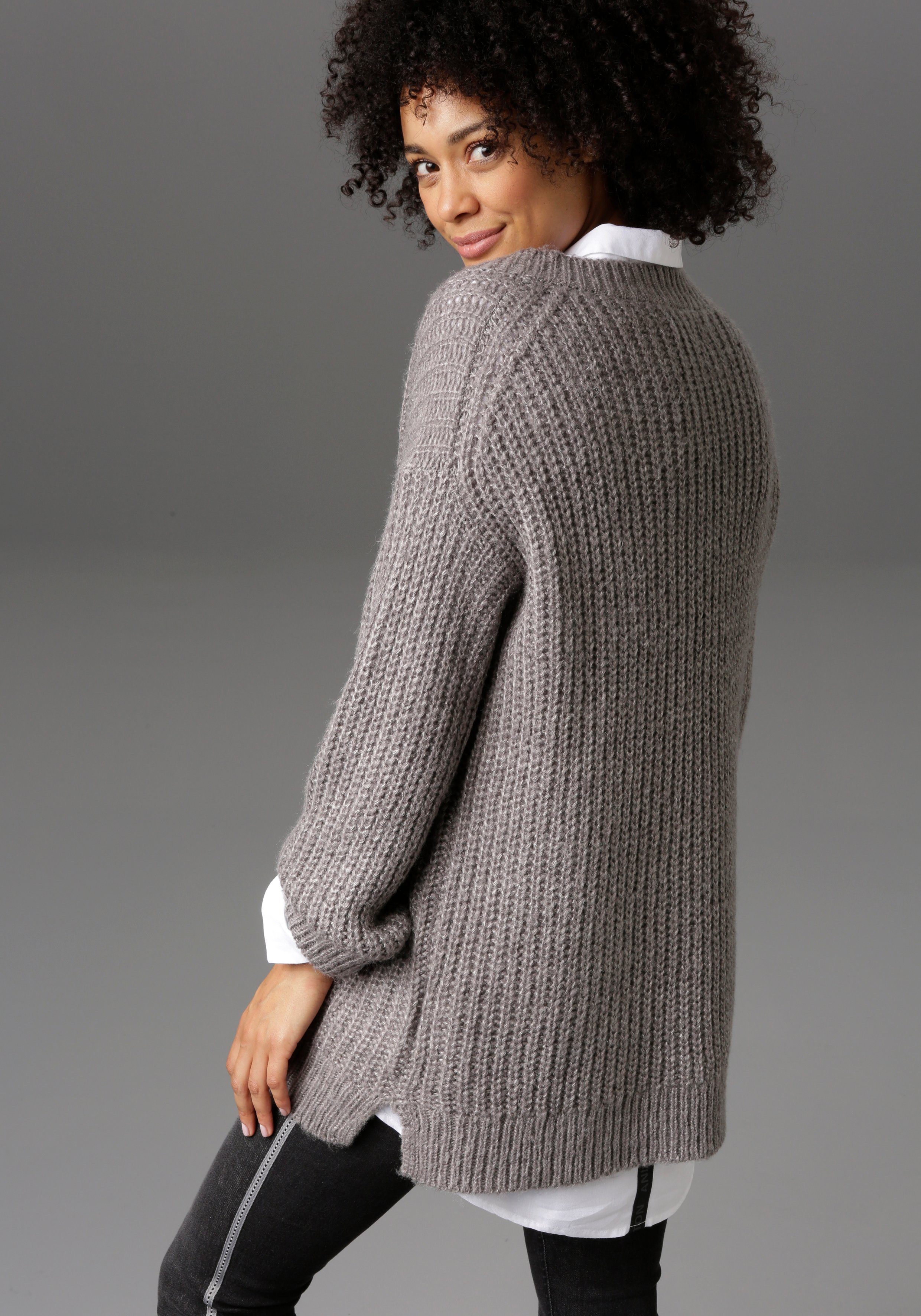 Aniston CASUAL Longpullover mit fixierten Umschlag günstig online kaufen