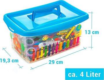 Centi Spielzeugtruhe Aufbewahrungsbox Kinder, Aufbewahrungsbox mit Deckel Kinder (3 St., 4L, 29L x 19.3B x 13H cm), um Spielzeug, Bücher und Kleidung aufzubewahren und zu organisieren