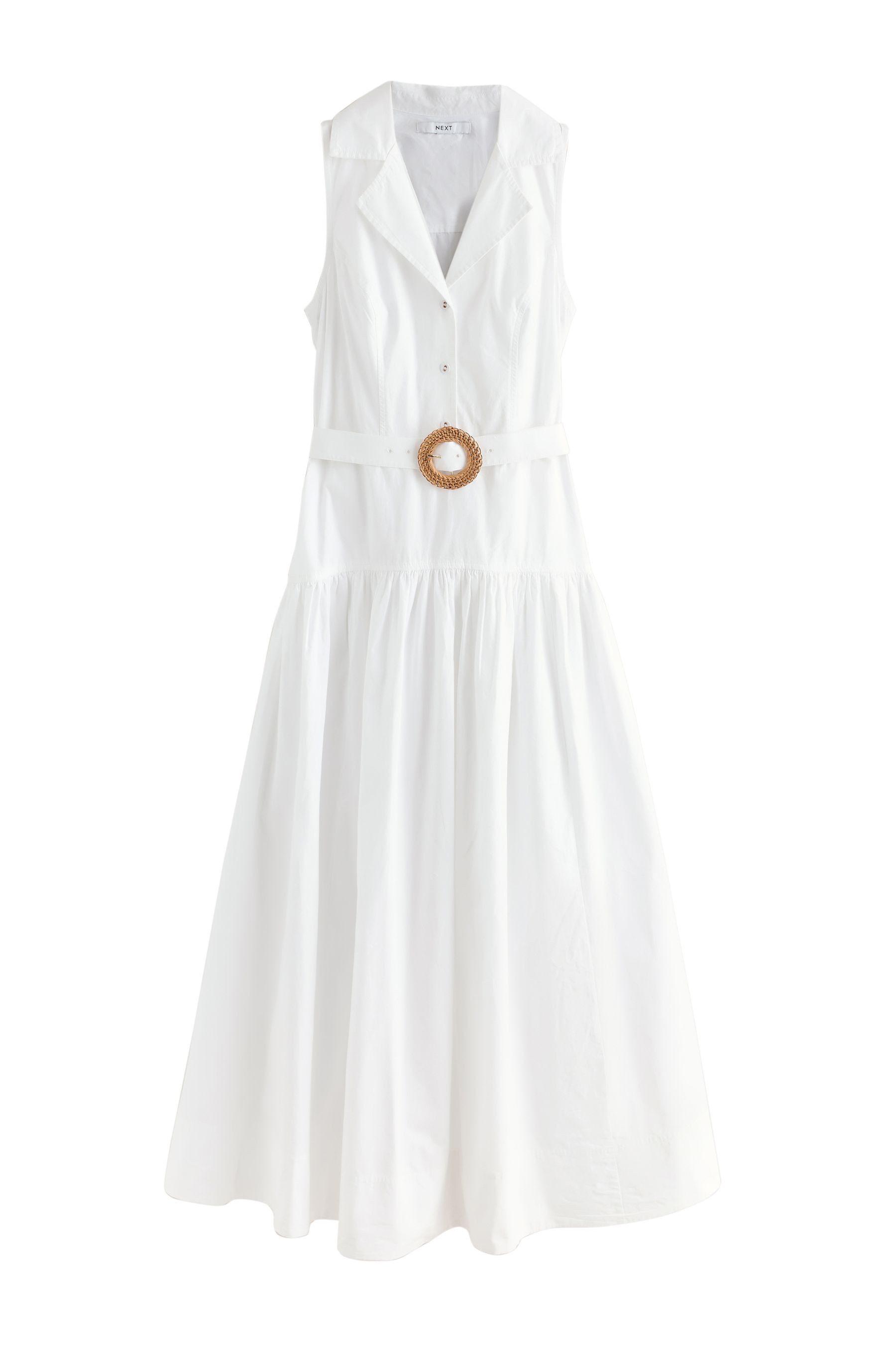 Maxikleid Ärmelloses Hemdblusen-Midikleid mit Gürtel