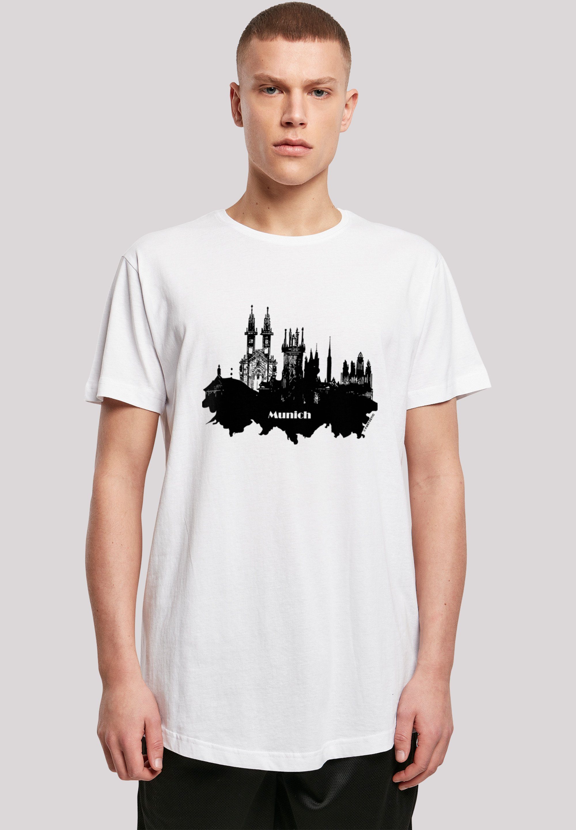 F4NT4STIC T-Shirt Cities Collection - Munich skyline Print, Das Model ist  180 cm groß und trägt Größe M