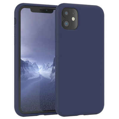 EAZY CASE Handyhülle Premium Silikon Case für Apple iPhone 11 6,1 Zoll, Handy Softcase Hülle Silikon mit Displayschutz Case Blau / Nachtblau
