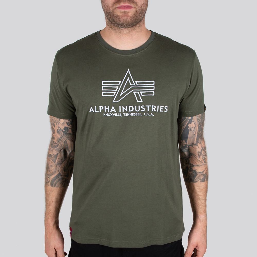 Alpha Industries T-Shirt Basic T Embroidery dark olive