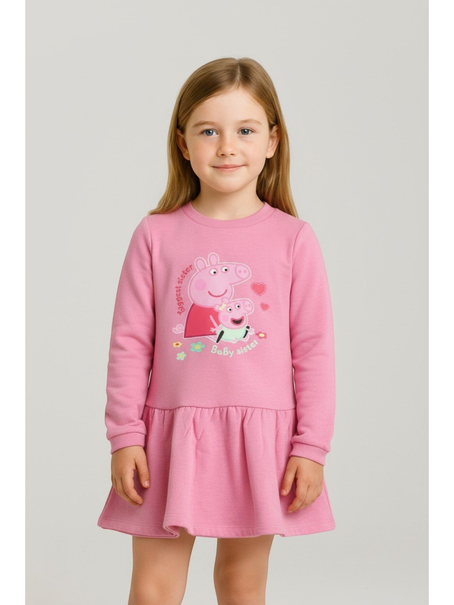 Cerdá Sweatkleid Peppa Wutz Mädchen Langarmkleid Gr. 98 -116 cm