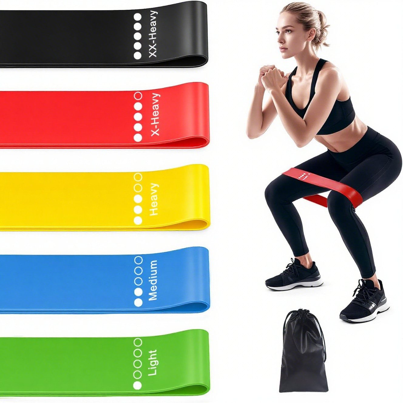 Trainingsbänder Fitnessbänder 5er-Set Widerstandsbänder für Yoga Pilates Muskelaufbau