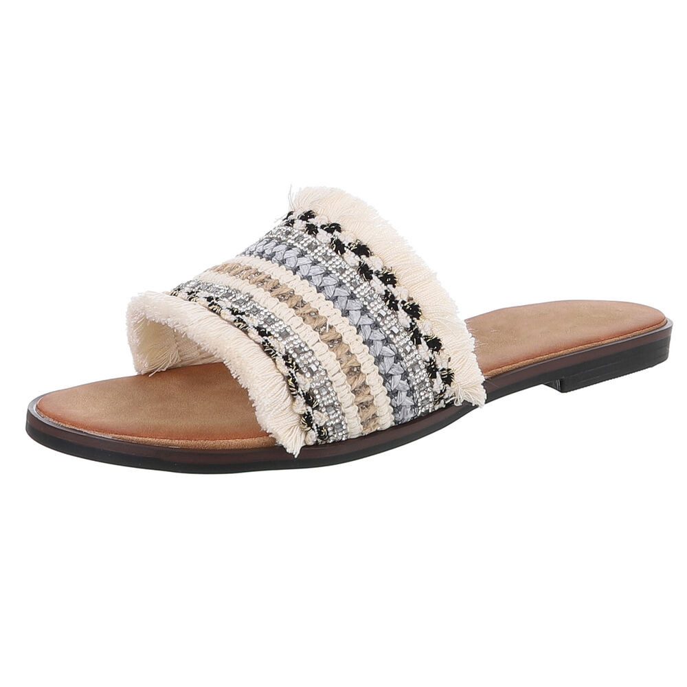 Ital-Design Moderne Sommerschuhe mit Fransen für Damen Pantolette (89542485 günstig online kaufen