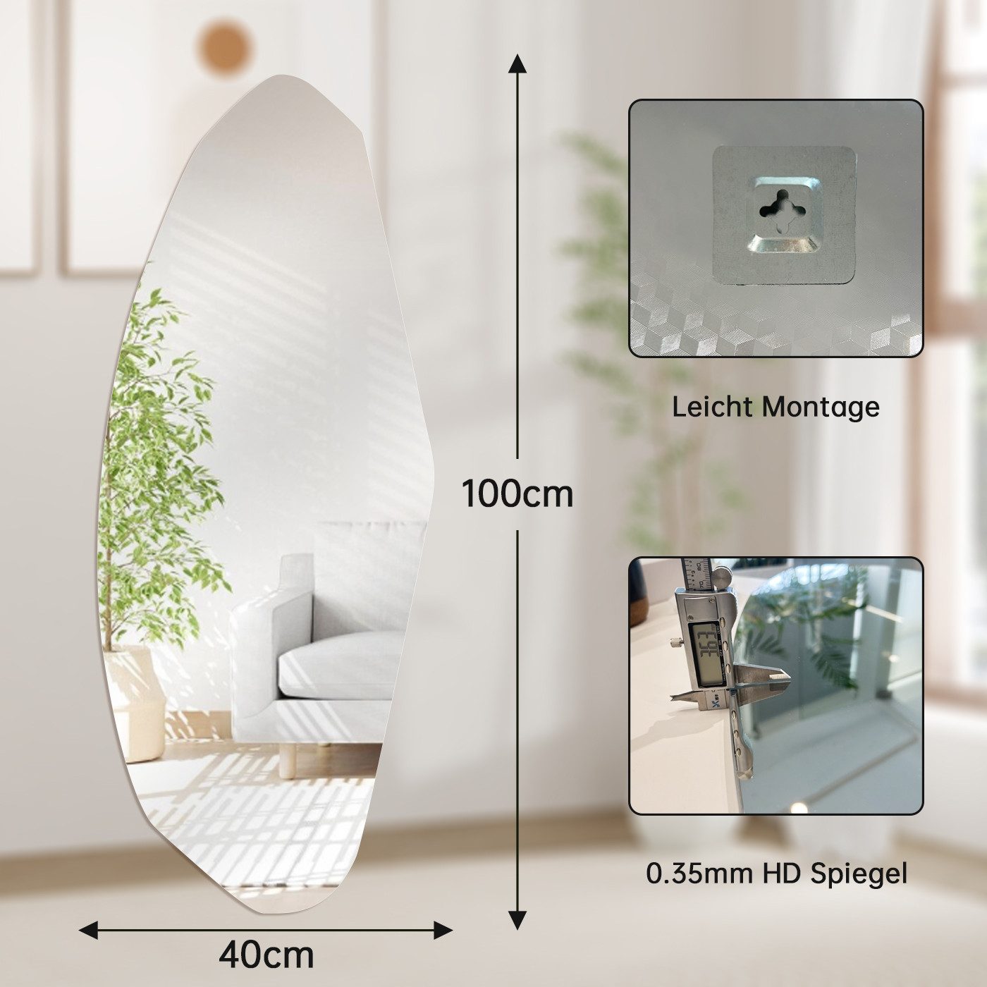 DAKYAM Wandspiegel Großer moderner unregelmäßiger organischer asymmetrische günstig online kaufen
