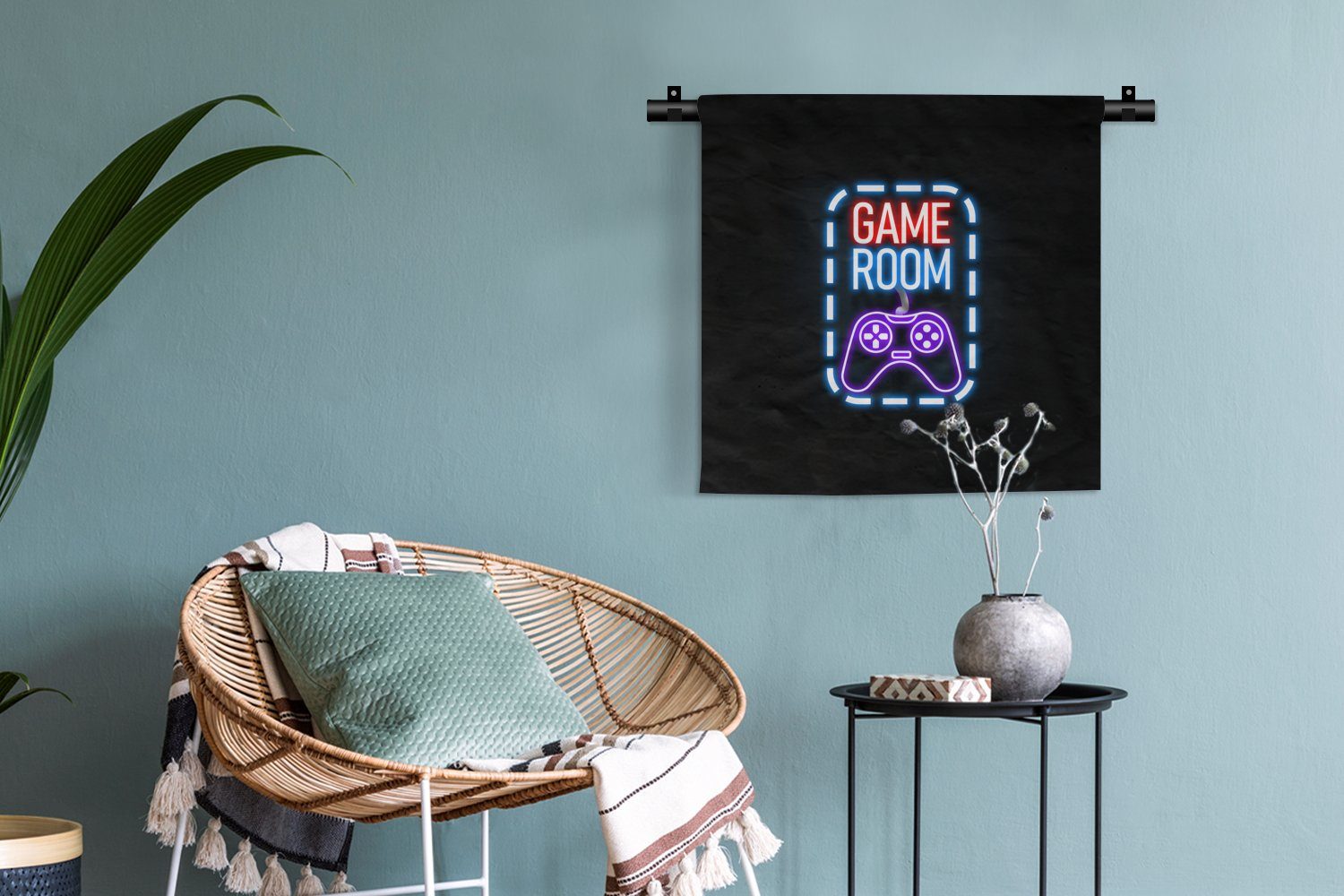 MuchoWow Wanddekoobjekt Neon Kinderzimmer Wohnzimmer, Controller Wandbehang, - Zitate Wanddeko Schwarz, - Schlafzimmer, Kleid, - Spielzimmer - für