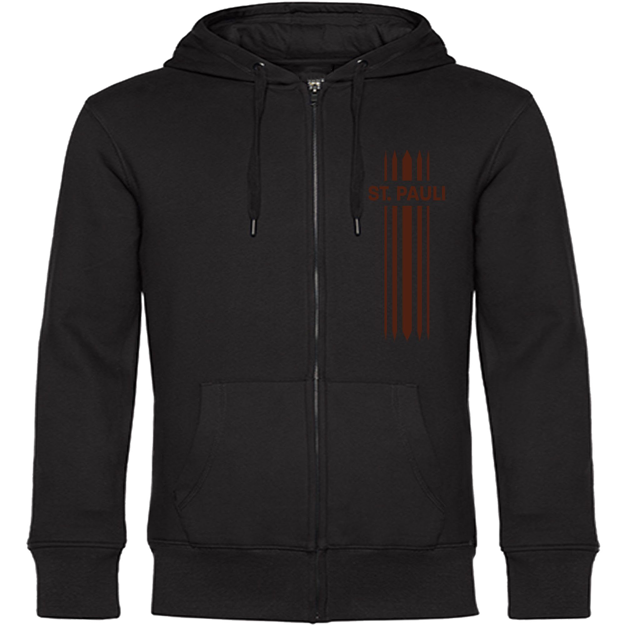 multifanshop Kapuzensweatjacke St. Pauli - Streifen - Sweat
