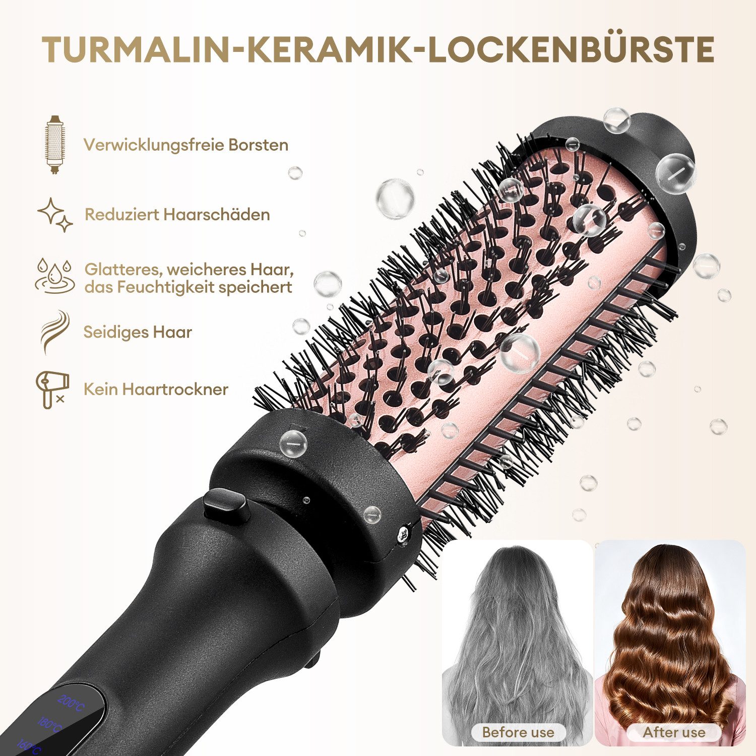CkeyiN Lockenstab 4-in-1 Multihaarstyler 140-200℃ 30s Schnelles Erhitzen Lockenwickler, Keramik-Beschichtung, mit 4 wechselbaren Stylingaufsätzen für Locken Wel – Bild 4 von 5