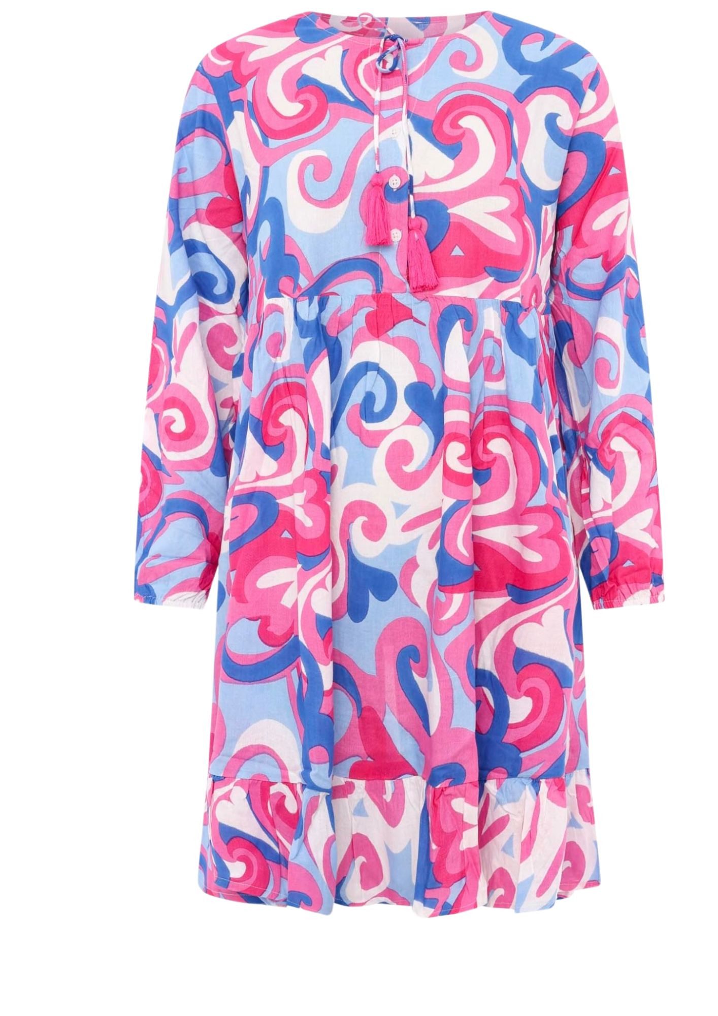 Zwillingsherz Sommerkleid Zwillingsherz Kleid Herzen & Kringel in pink-blau oder pink-orange