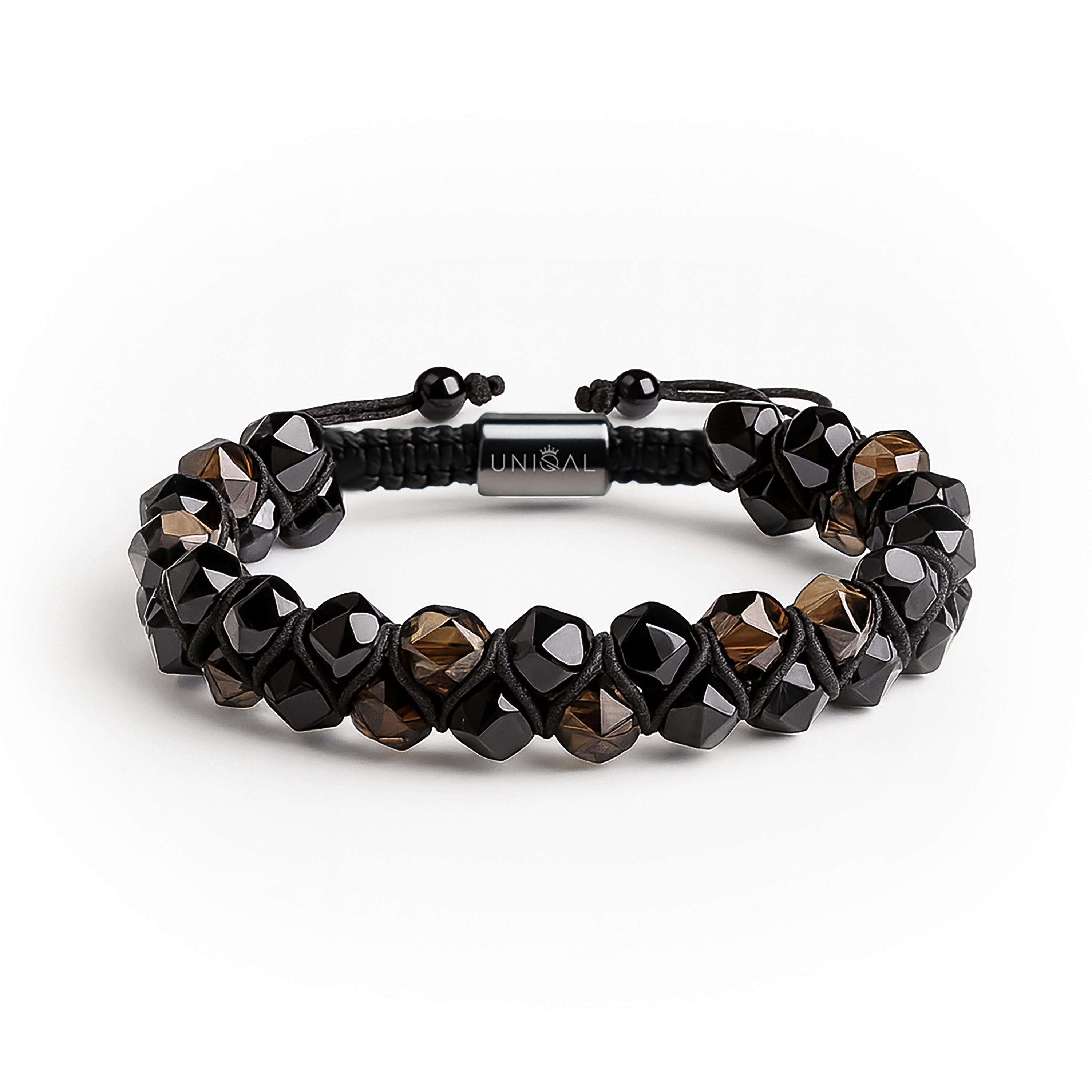 UNIQAL.de Perlenarmband Naturstein Turmalin facettiert (Unisex-Armband mit verstellbarer Makramé-Schließe, Echte Steinperlen, präzise geschliffen, handgefertigt), Verkauf & Versand durch deutschen Händler