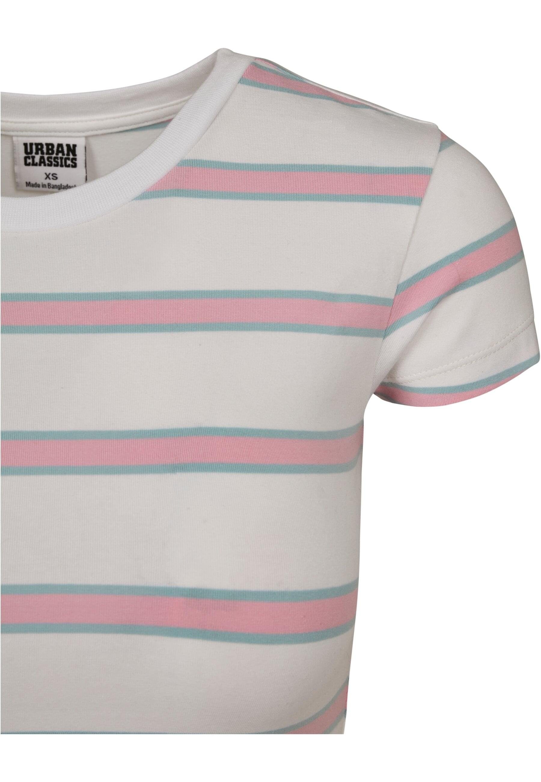 (1-tlg) Ladies Stripe CLASSICS Damen Tee Cropped URBAN white/girlypink Strandshirt