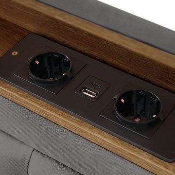 AUFUN Bettgestell Doppelbett mit 4 Schubladen USB C Steckdose, mit Verstellbare Kopfstütze Lattenrost aus Holz