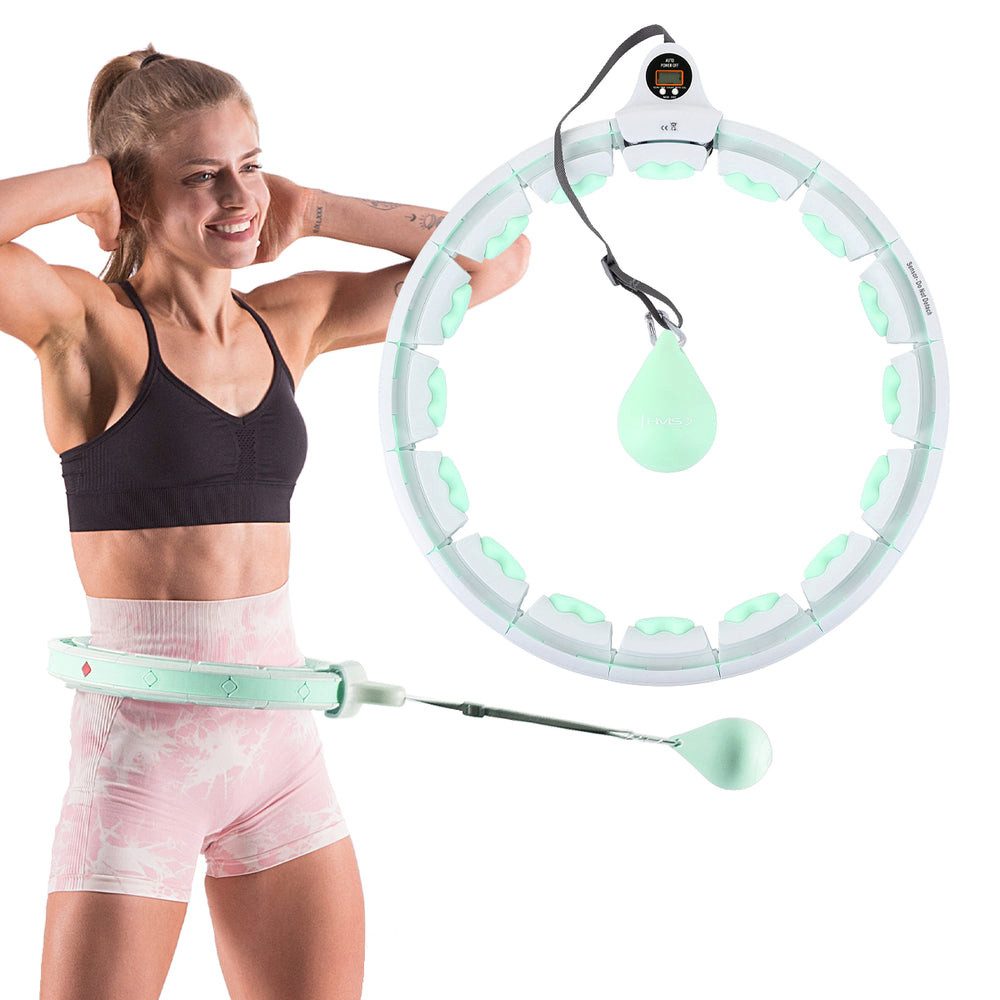 HMS Trainingsring Trainingsreifen Hula-Hoop Reifen (Spar-Set, 1-tlg., 360° Massage), Verstellbare Seillänge des Schwerkraftballs reguliert Widerstand