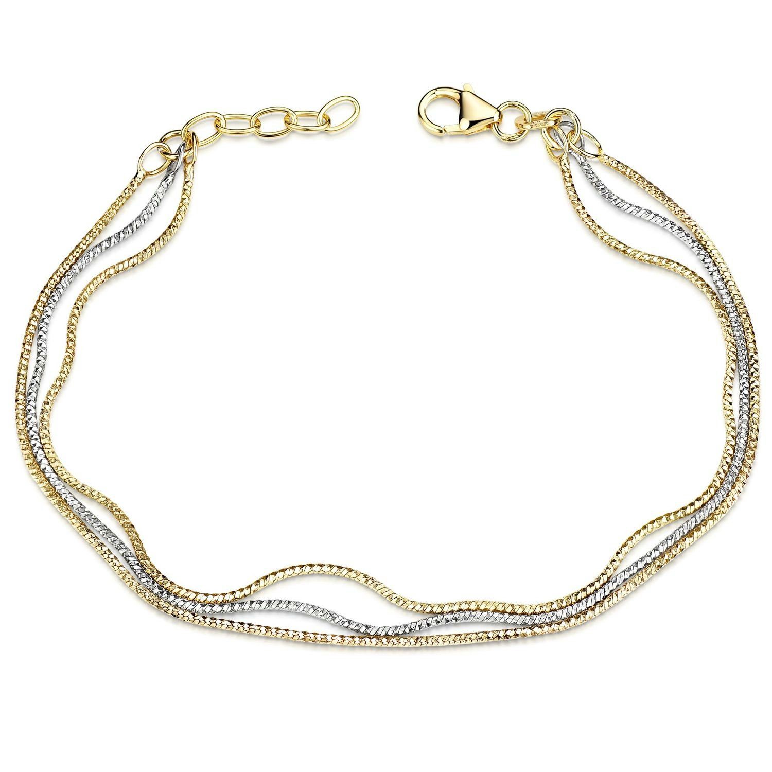 Materia Armkette Damen Silber Gold Bicolor mehrreihig SA-128, Sterlingsilbe günstig online kaufen