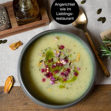 Moritz & Moritz Suppenteller Moritz & Moritz 4tlg Suppen Teller Grün Geschirr Set Reaktiv, (4 St), Bowl Schüssel für Suppe, Nudeln, Salat oder Müsli