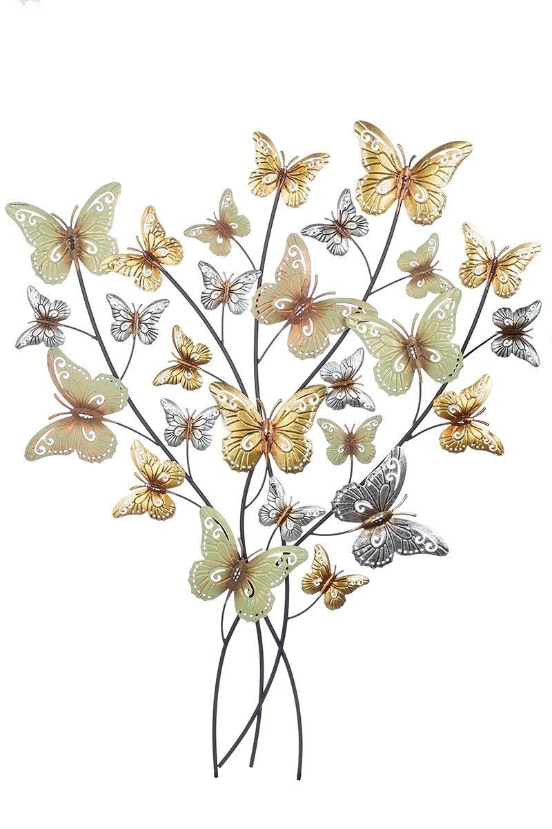 Wandrelief 'Schmetterling-Strauß' GILDE - 2er Set Wanddekoobjekt