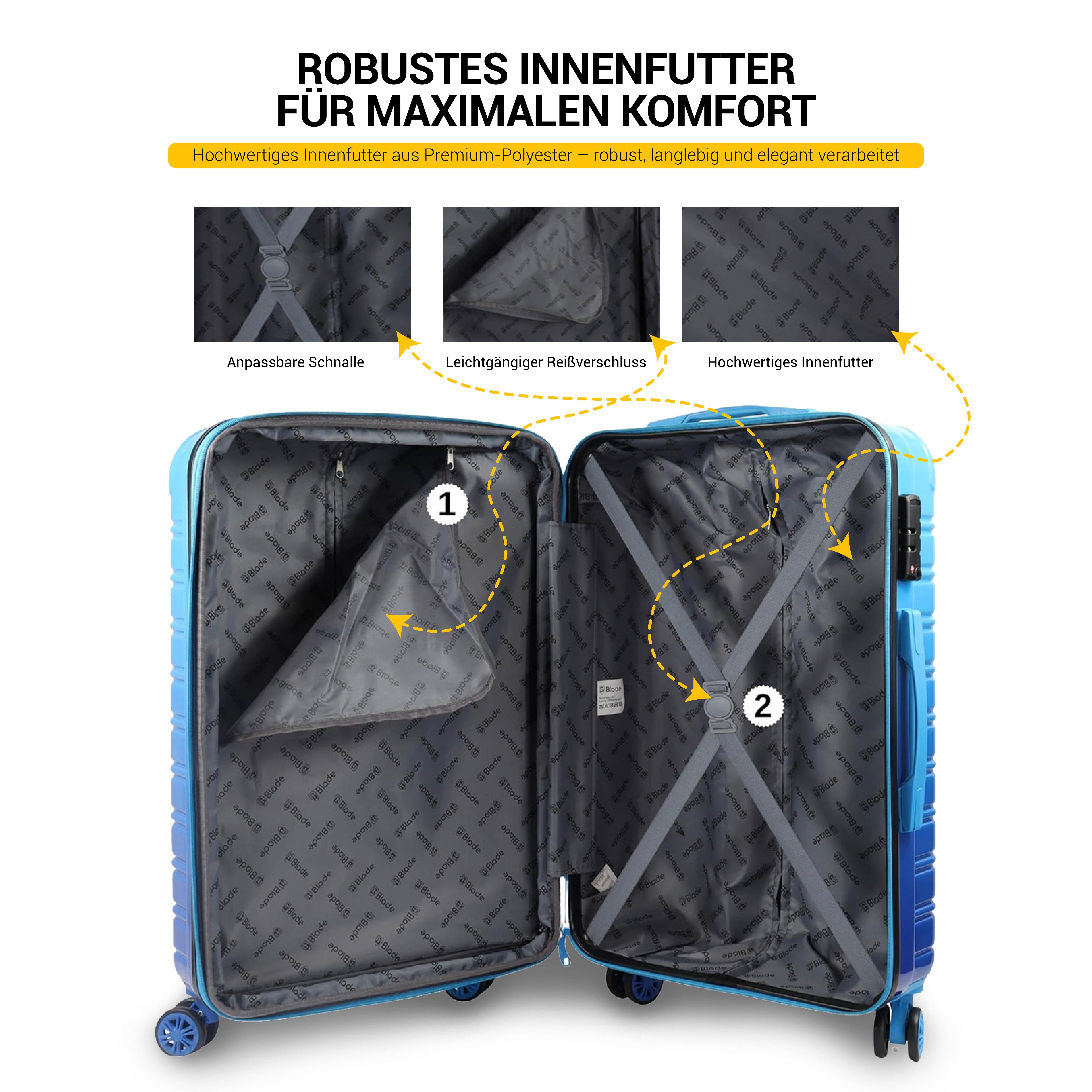 Blade Hartschalen-Trolley Kofferset Erweiterbares Handgepäck Rollkoffer TSA-Schloss ABS+PC SALE – Bild 5 von 5