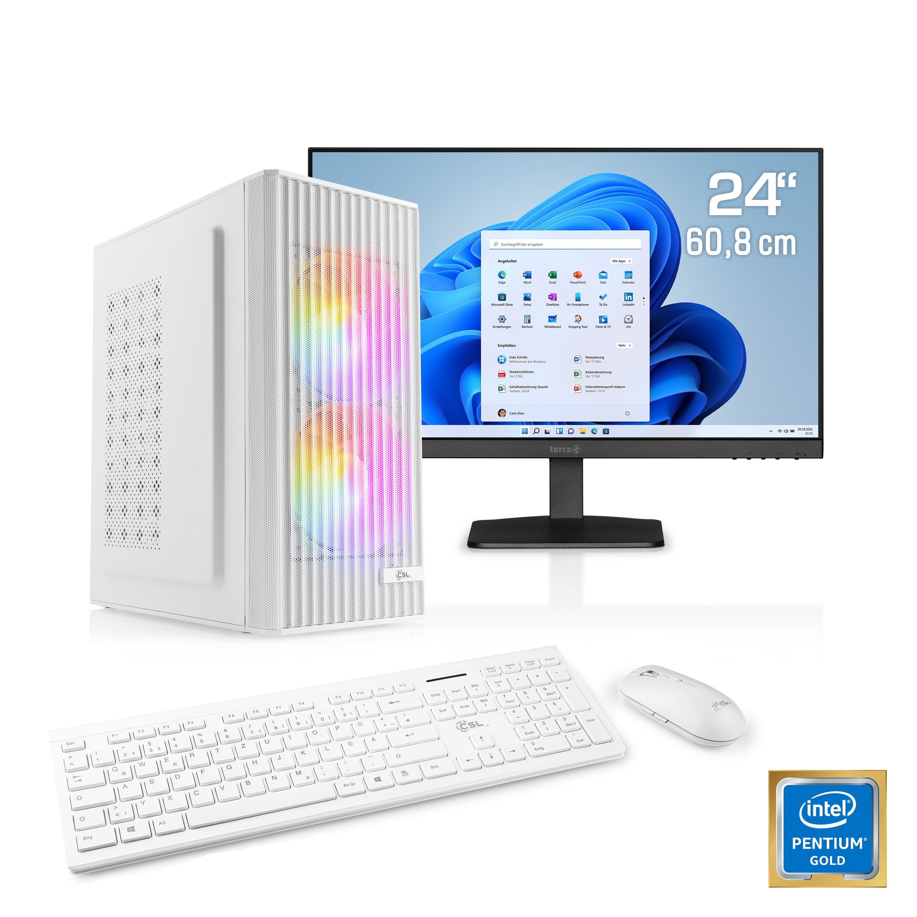 CSL Spectrum V24560 PC-Komplettsystem (24", Intel® Pentium Gold G7400, 32 GB RAM, 1000 GB SSD)