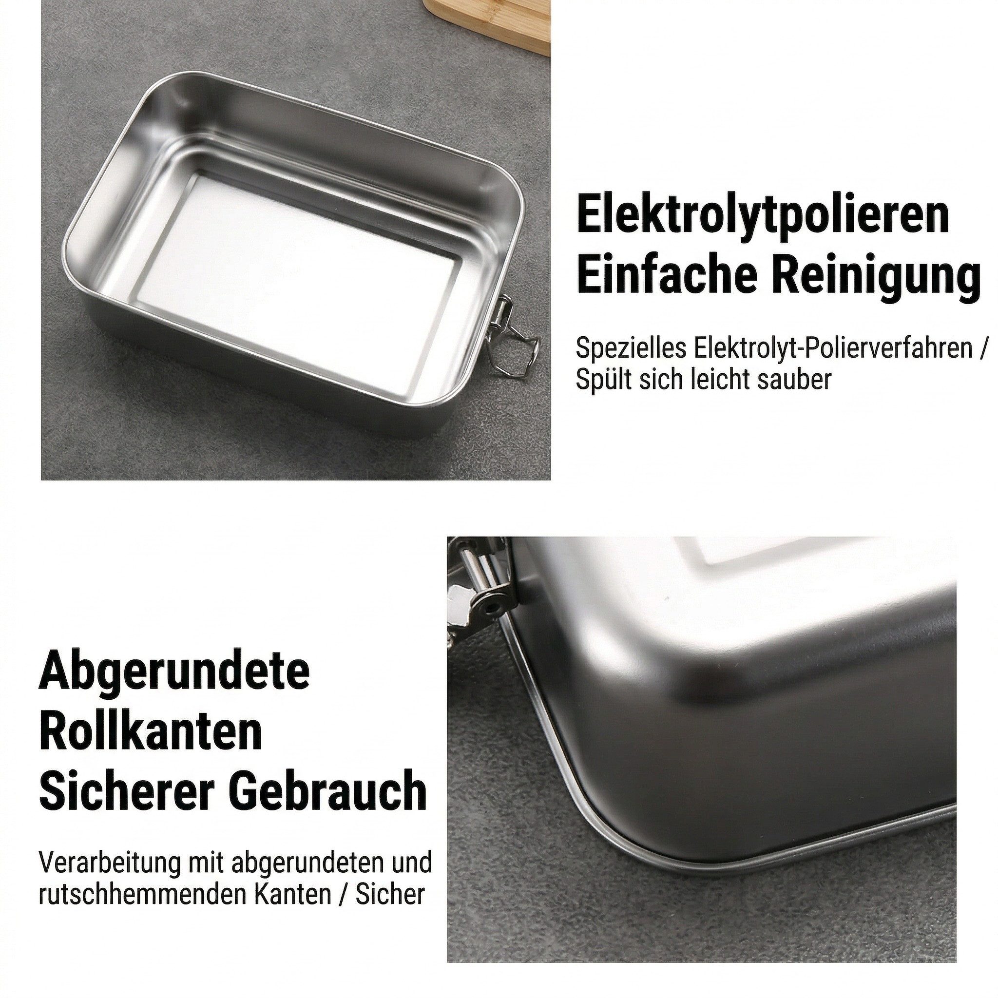 JASLIFE Lunchbox 304 Edelstahl Bento Box, auslaufsichere Lunchbox mit Trennfach, robust, hygienisch, leicht zu reinigen, für unterwegs geeignet – Bild 4 von 5
