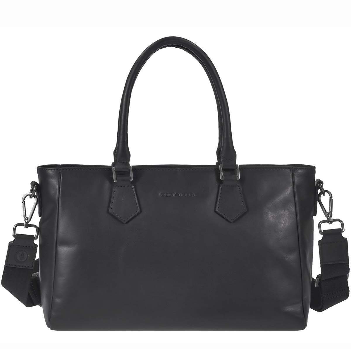 Greenburry Shopper Pure Black, Shopper, 1 Hauptfach, Tragegriffe, Reißverschlussfächer, Leder
