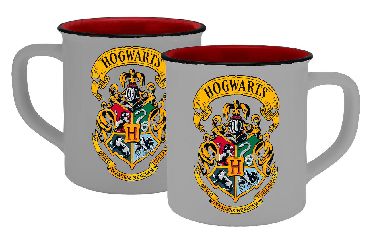 Geda Labels GmbH Tasse HP Hogwarts Wappen Emaille-Optik 400ml, 1-tlg., Keramik, Grau, 400ml, spülmaschinengeeignet
