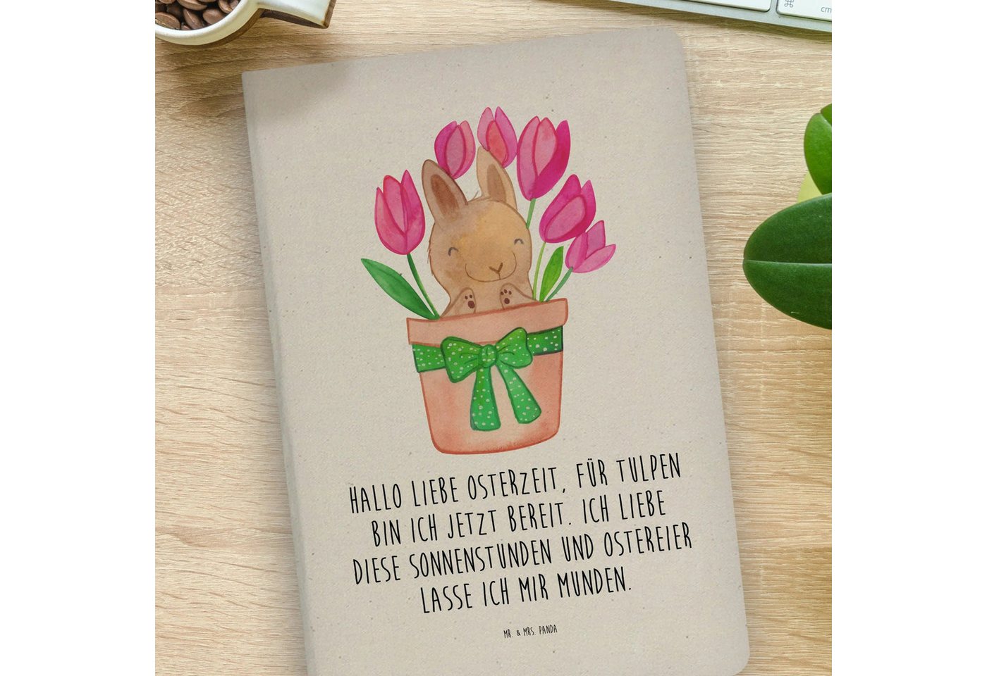 Thumbnail - Mr. & Mrs. Panda Notizbuch Hase Tulpen - Transparent - Geschenk, Osterdeko, Blumenstrauß, Ostern Mr. & Mrs. Panda, Kreat...