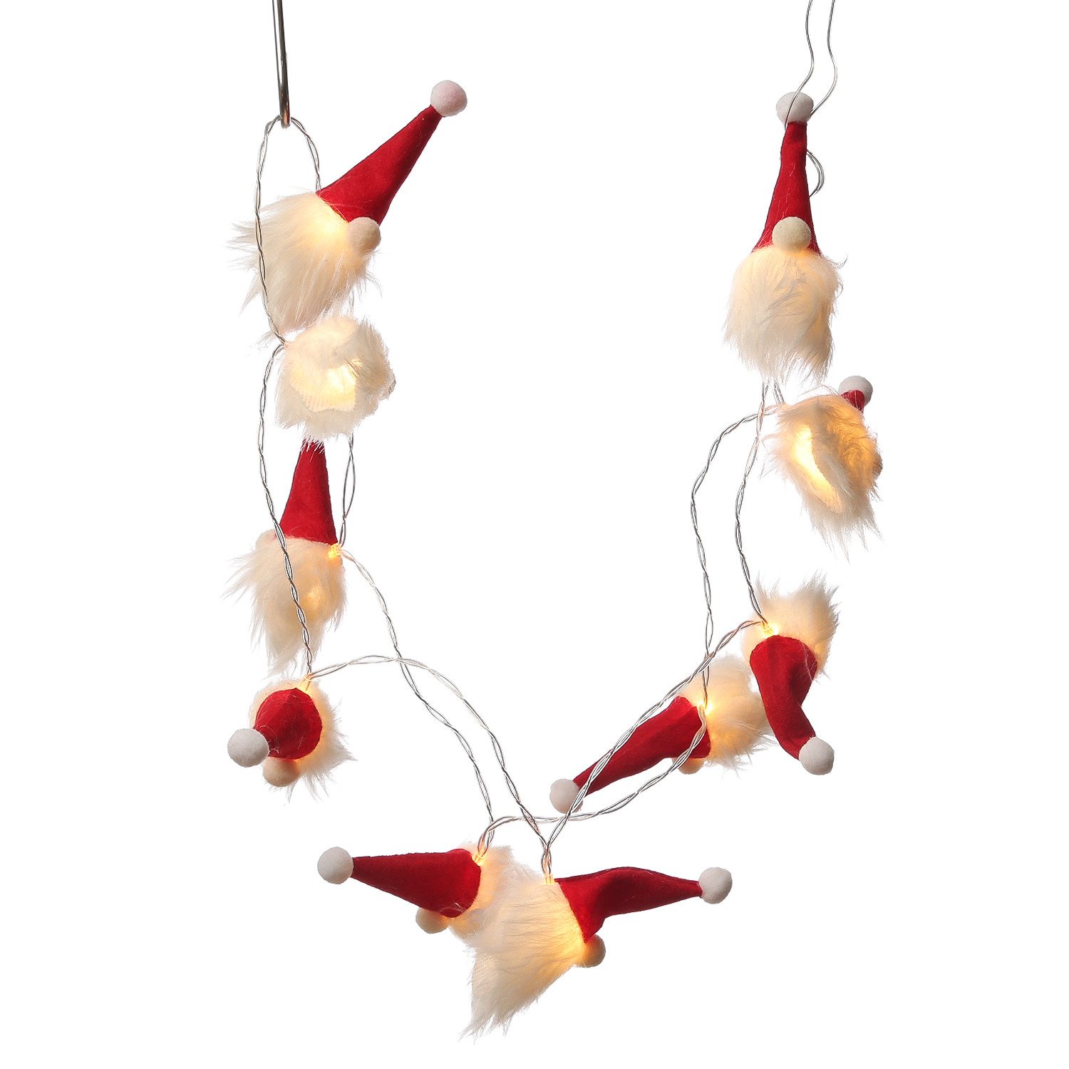 MARELIDA LED-Lichterkette Wichtel 10 Weihnachtswichtel Deko Weihnachtsgirlande L: 1,3m Timer, 10-flammig