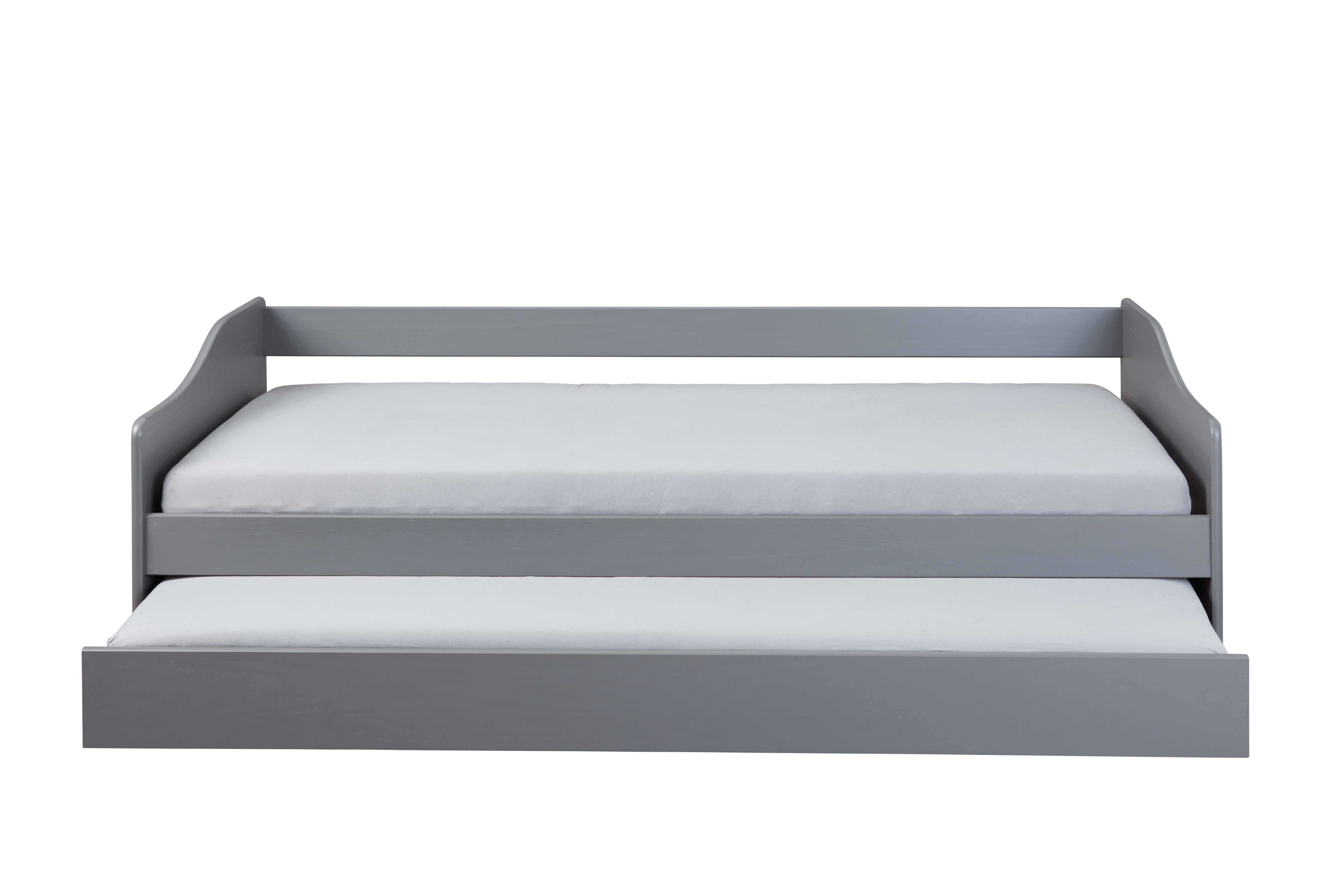 Inter Link Funktionsbett Leonie Modell'23 grau, 2x 90x200, Massivholz, mit Lattenrost, in versch. Farben, Schublade