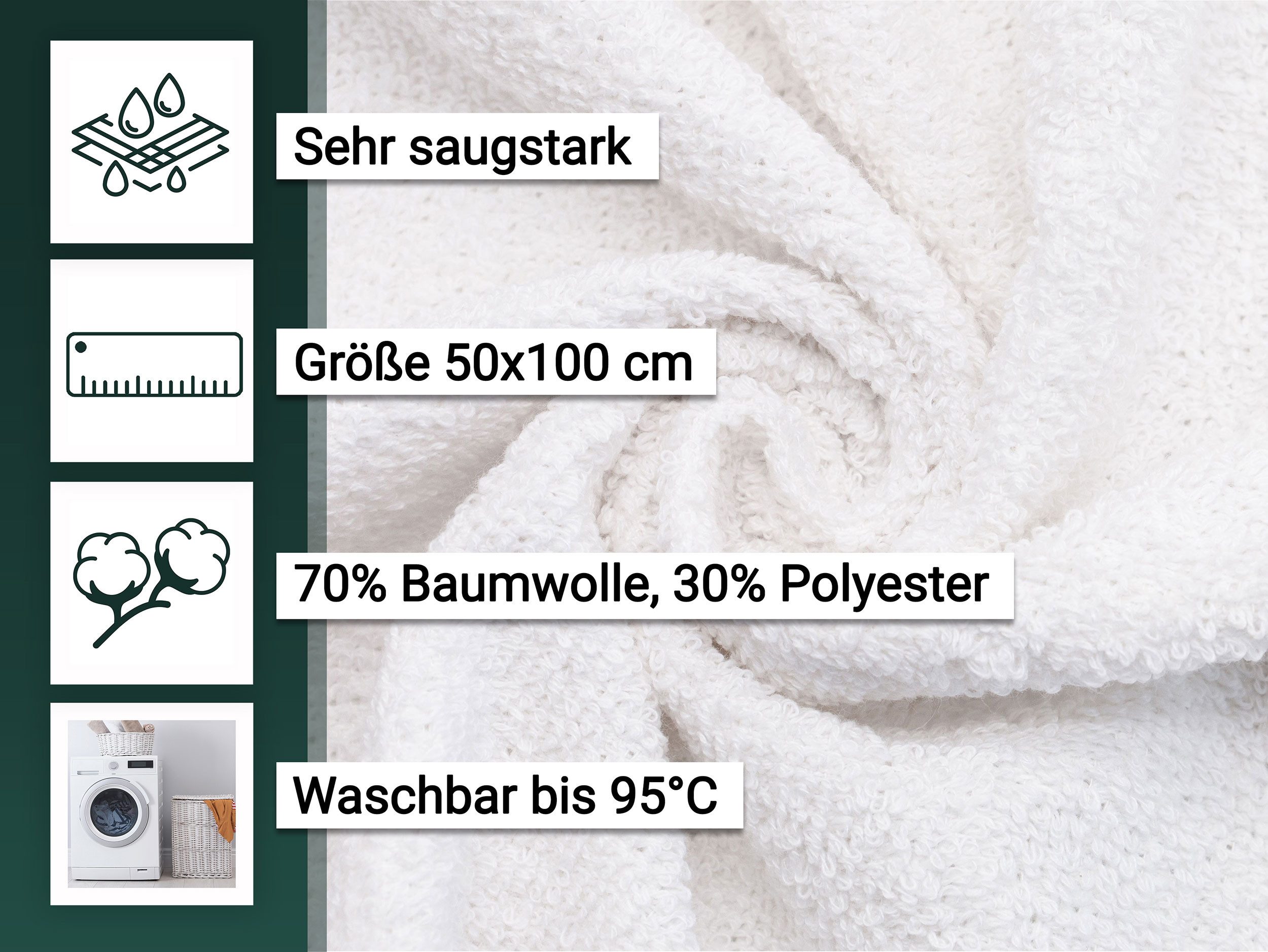 ZOLLNER Handtücher, Frottier (10-St), 50 x 100 cm, 70% Baumwolle, 30% Polyester, vom Hotelwäschespezialisten