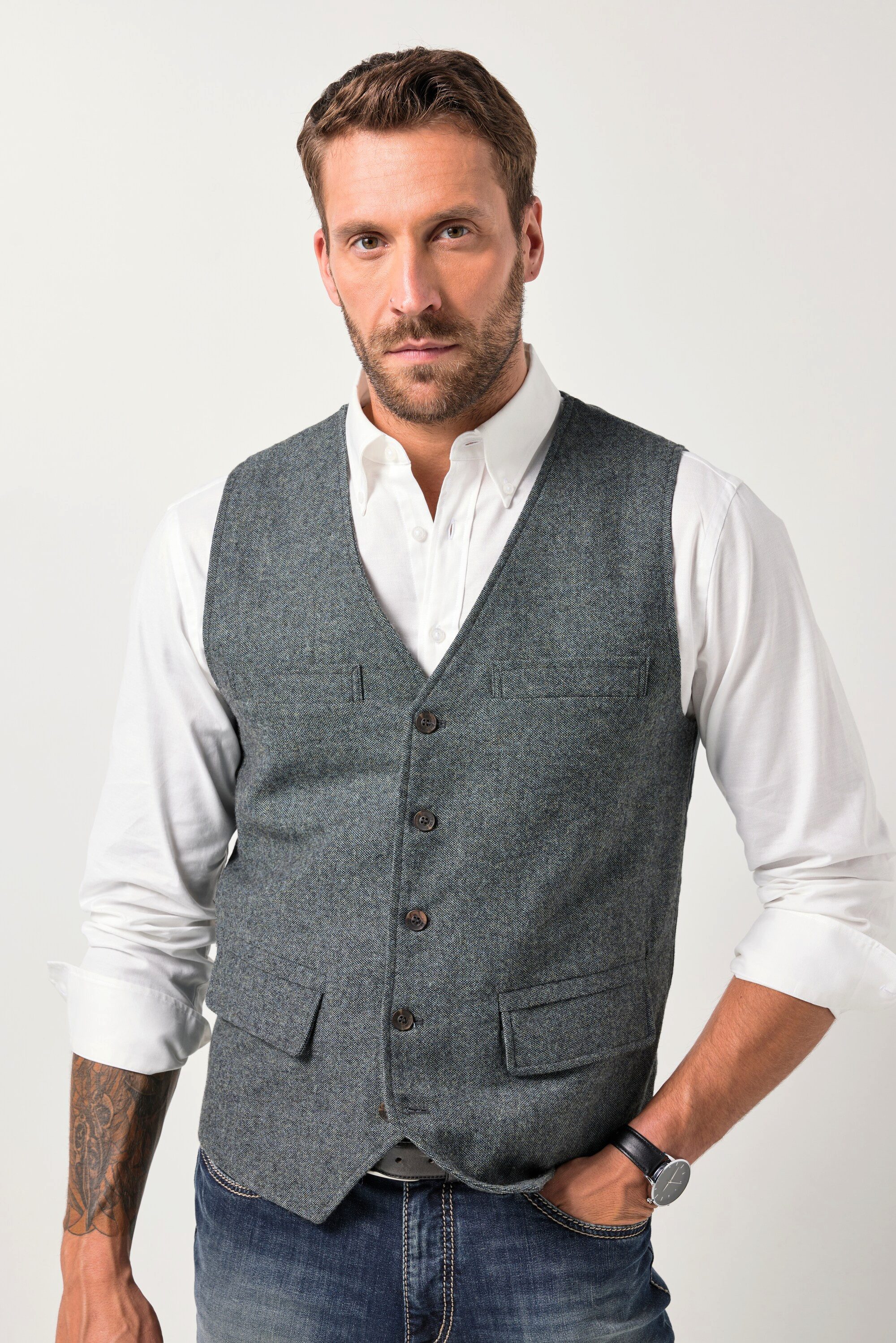 JP1880 Steppweste Weste Tweed FLEXNAMIC® Strickrücken