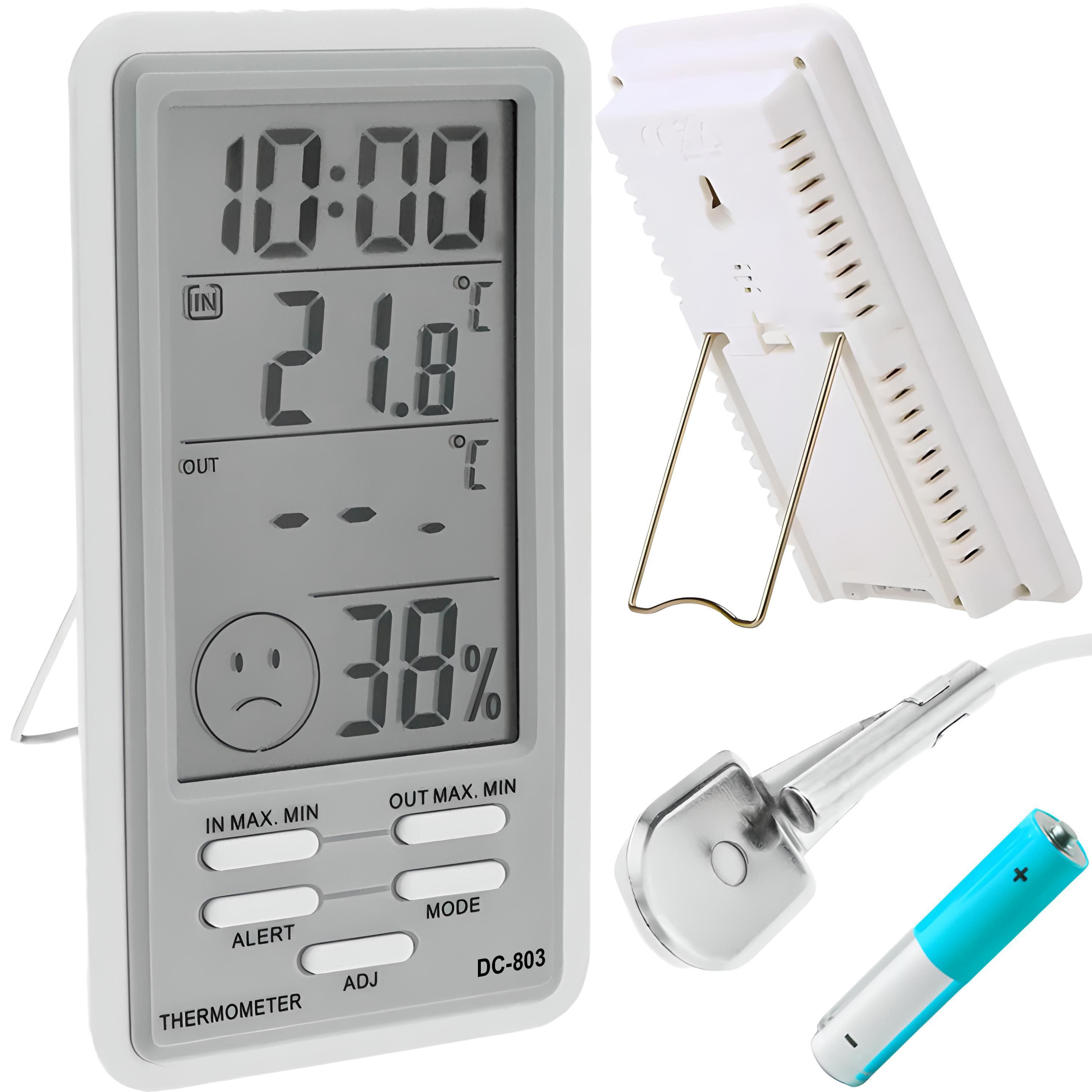Retoo Thermometer mit Außensensor Hygrometer Luftfeuchtigkeit Wetterstation Funkwetterstation (Elektronisches Raumthermometer in weiß, LCD-Display, Genauigkeit der Messungen, Innen- und Außenbereich)