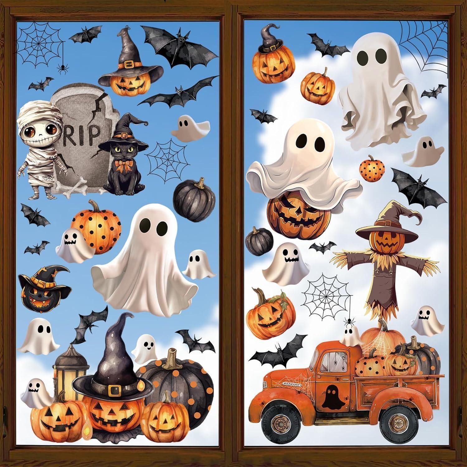 LuxusKollektion Fensterbild Halloween Fensteraufkleber Geist Zombie Fledermäuse Kürbis 9 Blätter